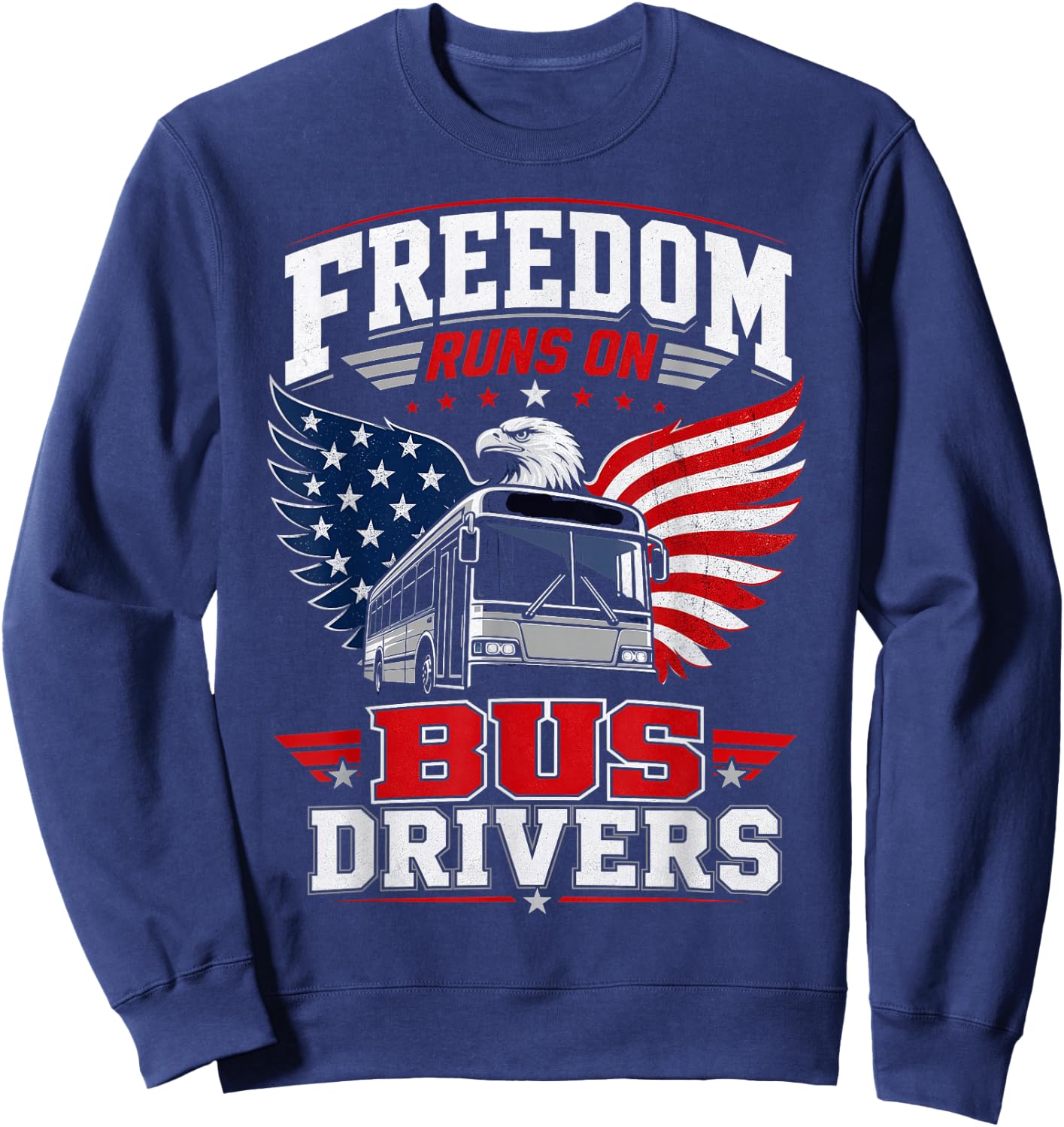 American Bus Driver Patriotic USA Transit Operator Sweatshirt - Sweatshirt | Navy