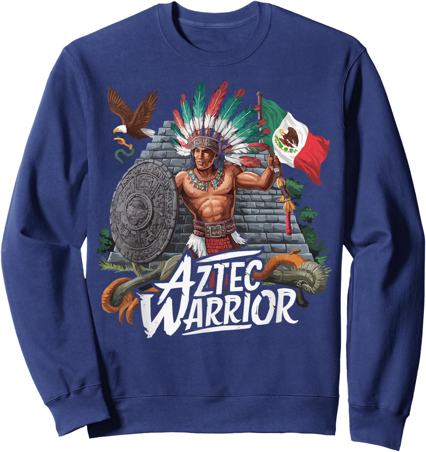 Aztec Warrior Mayan Indigenous Mexican Aztec Jaguar Sweatshirt - Sweatshirt | Navy