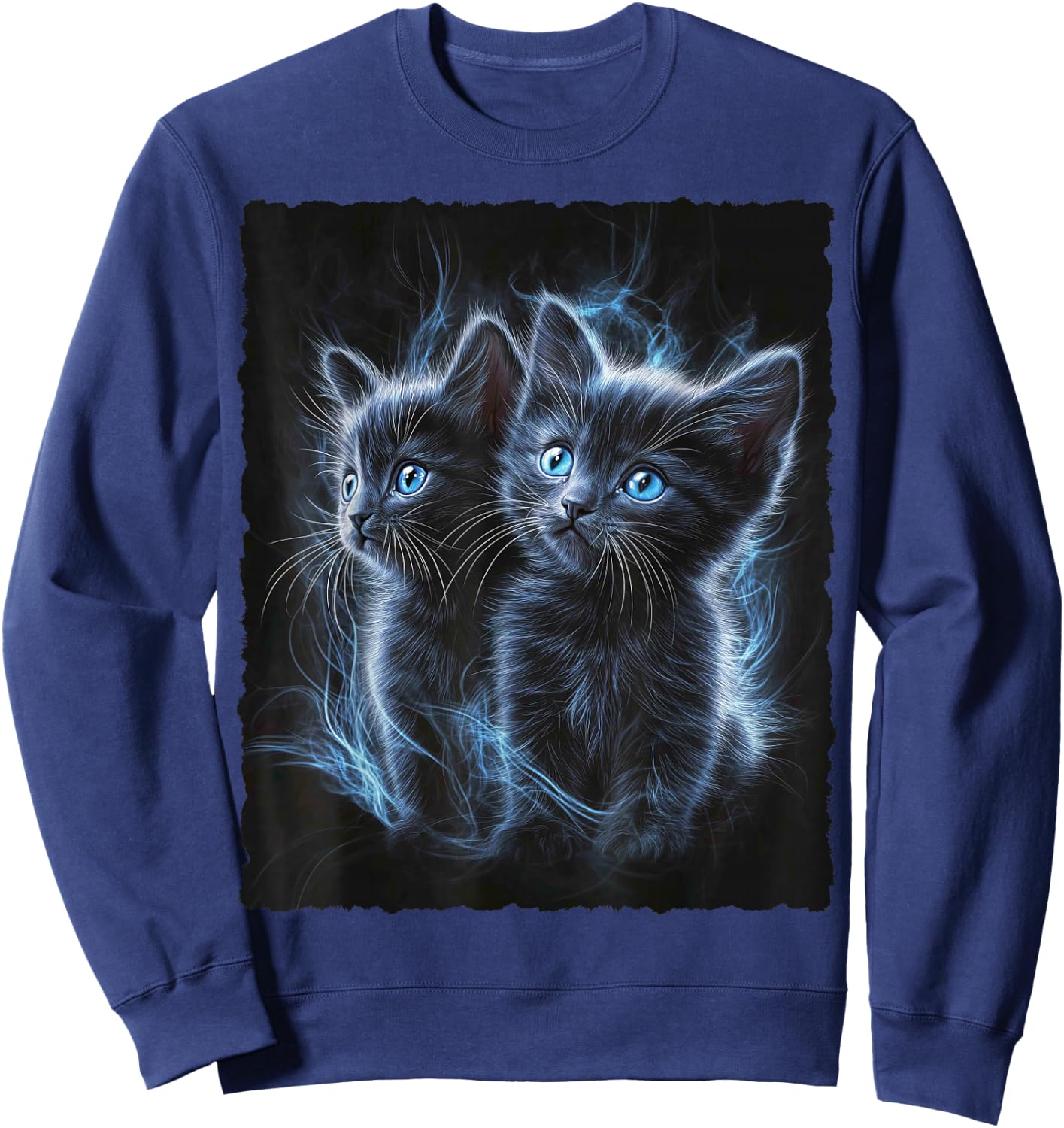 Cute Magic Cat Kitten Fantasy Art , black Sweatshirt - Sweatshirt | Navy