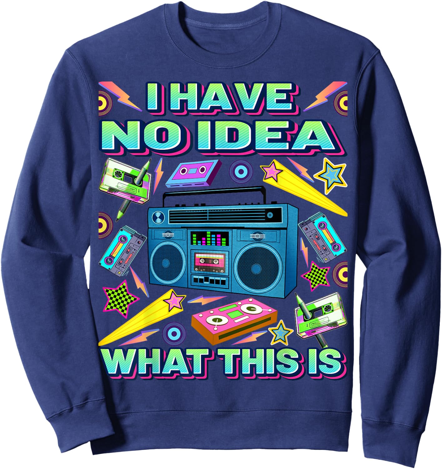 Retro 80er 90er Jahre Stil Outfits Herren Damen Kind 70er 80er 90er Jahre Outfit Sweatshirt - Sweatshirt | Navy