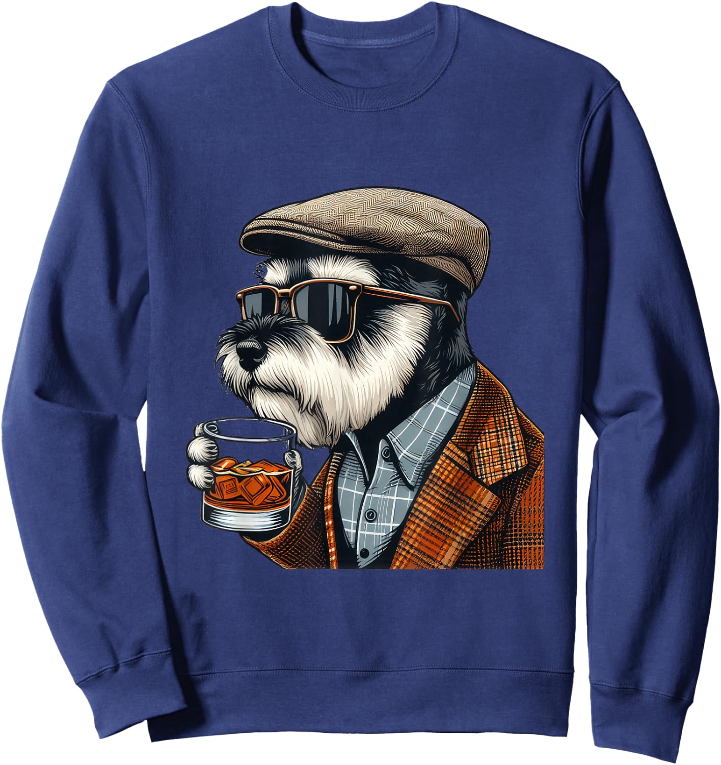 Whiskey Lover I Bourbon Drinker I Miniature Schnauzer Sweatshirt - Sweatshirt | Navy