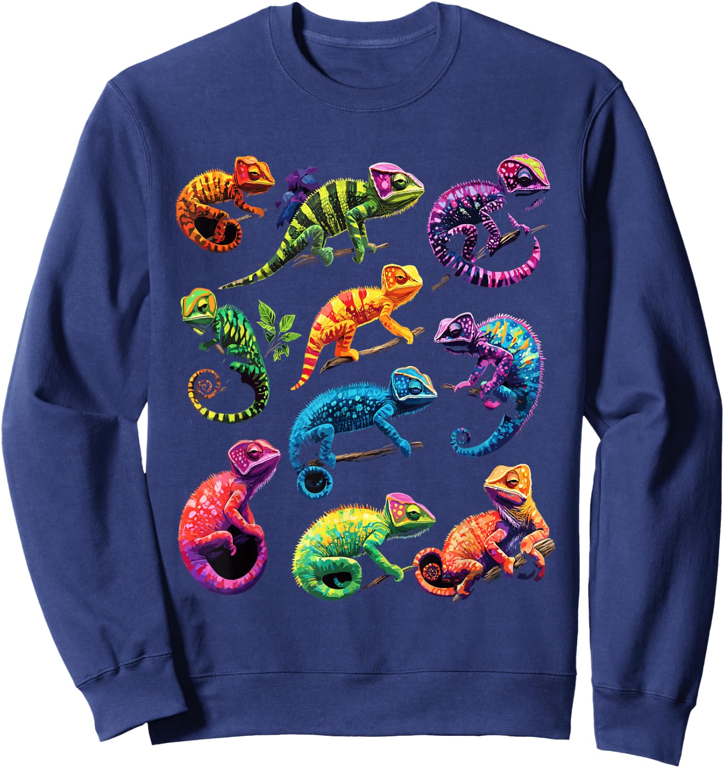 Chameleons of the World Educational Reptile Lizard Lover Sweatshirt - Sweatshirt | Navy