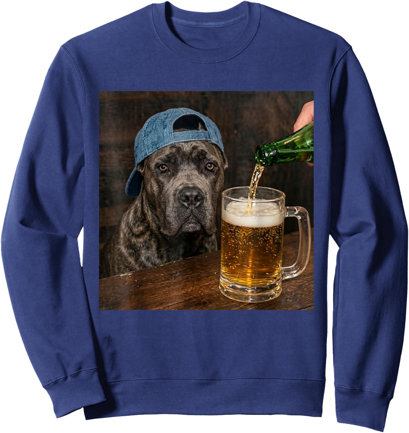 Cane Corso Drinking Beer Funny Cane Corso Dog Meme Sweatshirt - Sweatshirt | Navy