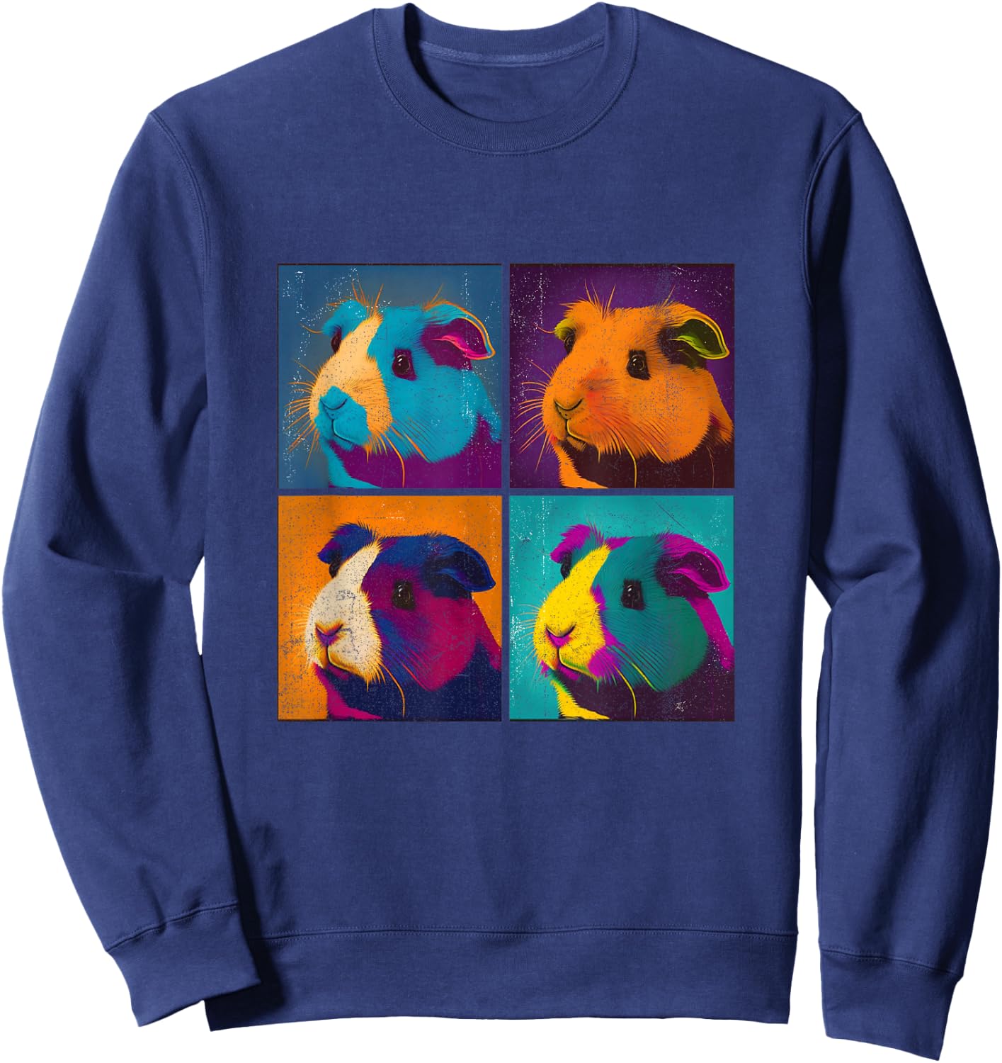 Guinea Pig Pop Art Design Illustration Colorful Animal Women Sweatshirt - Sweatshirt | Navy