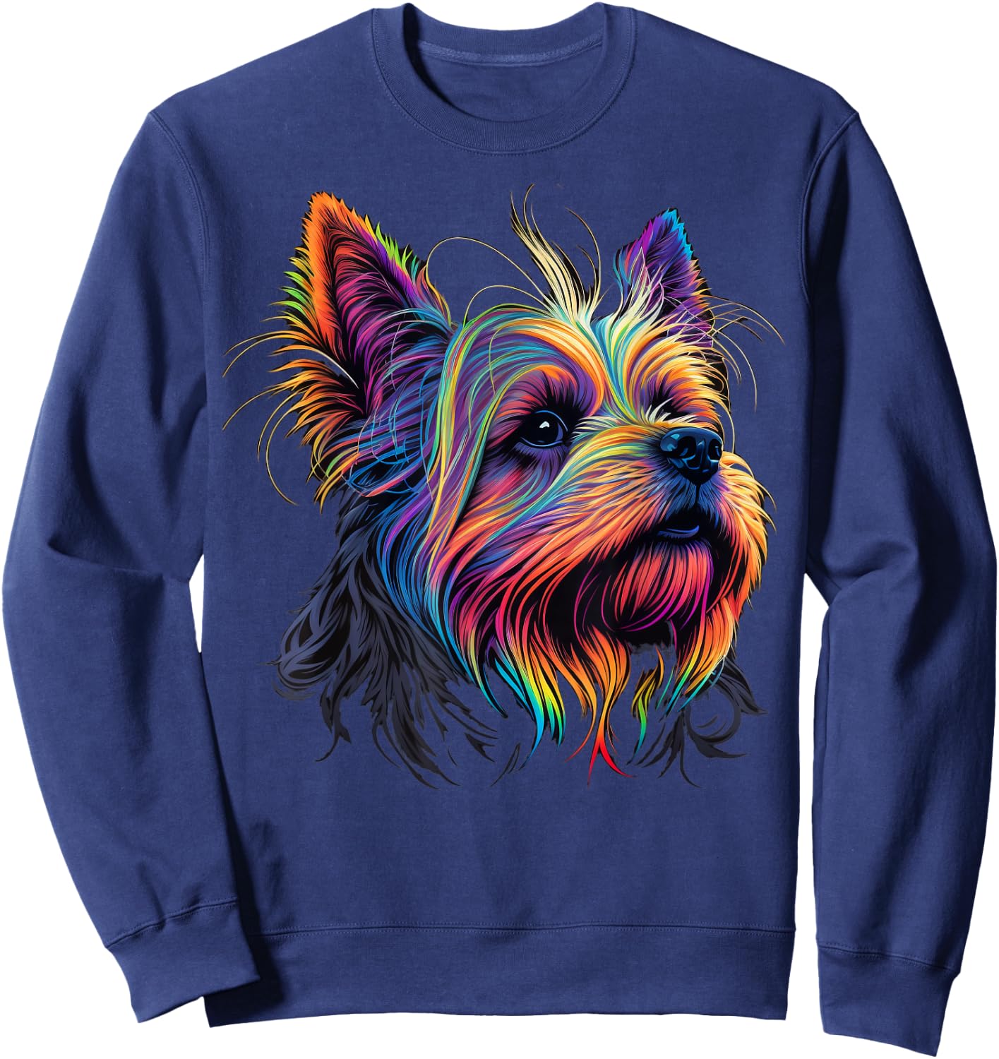 Cute Yorkshire Terrier Dog on Yorkshire Terrier Lover Men Women Kids Sweatshirt - Sweatshirt | Navy