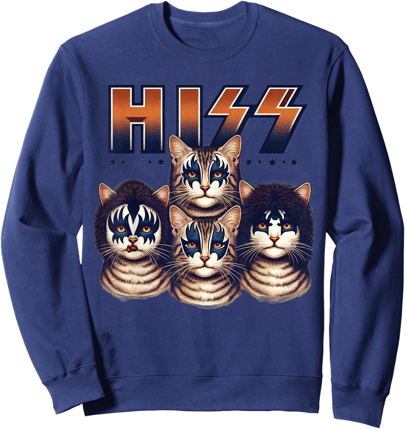 Hiss Cats Rock Kittens Rocking For Cat Lover Cat Mom Cat Dad Sweatshirt - Sweatshirt | Navy