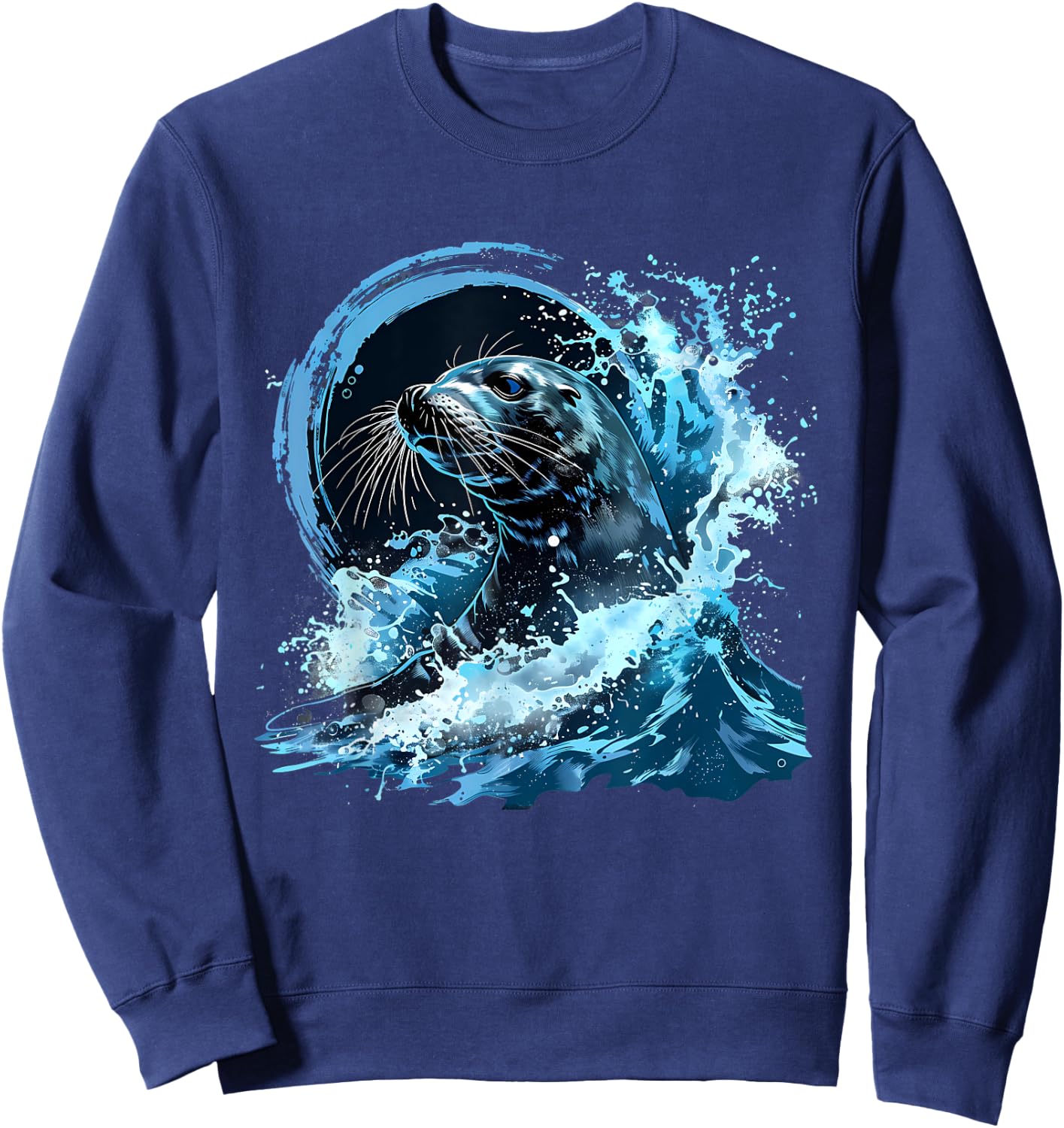 Seal Marine Mammal Ocean Sea Animal Sea Ocean Seal Artwork Sweatshirt - Sweatshirt | Navy