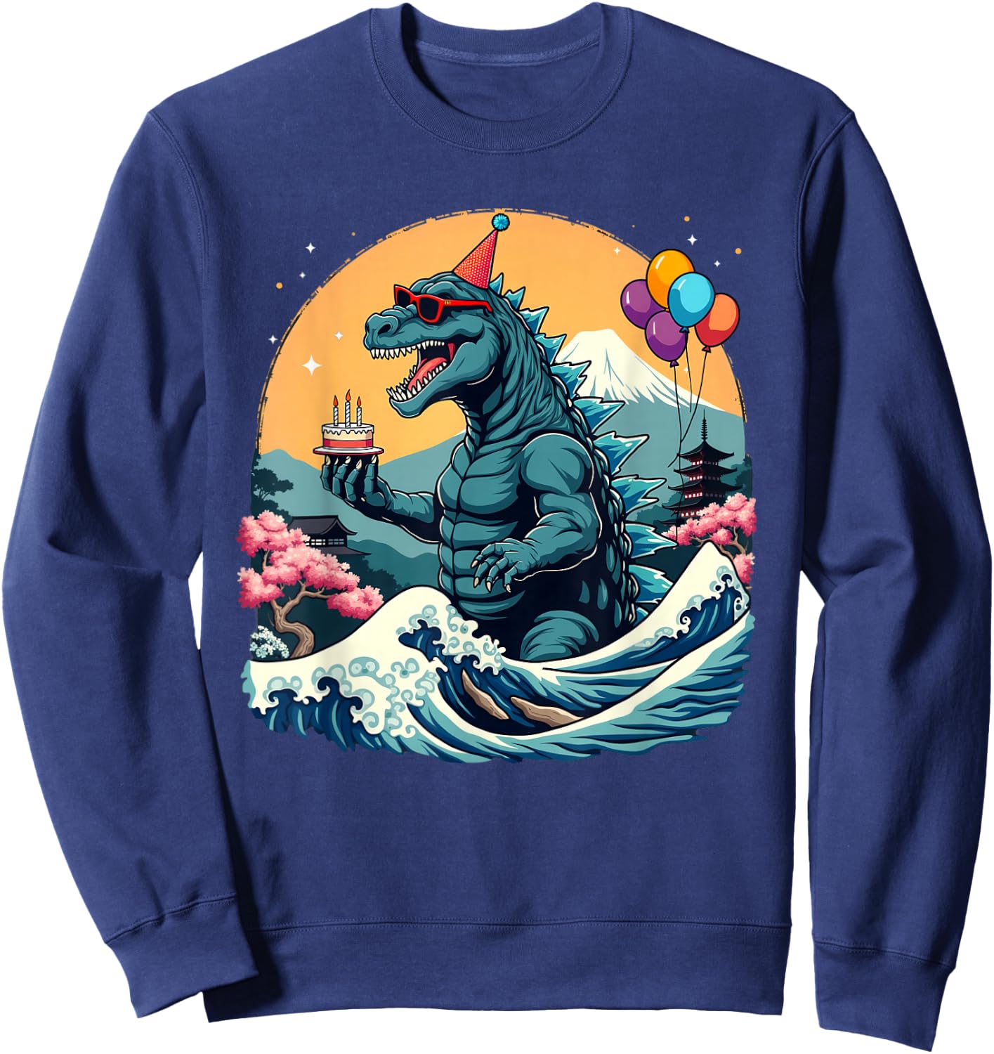 Kaiju Birthday Japan Monster Movie Bday Party Decorations Sweatshirt - Sweatshirt | Navy
