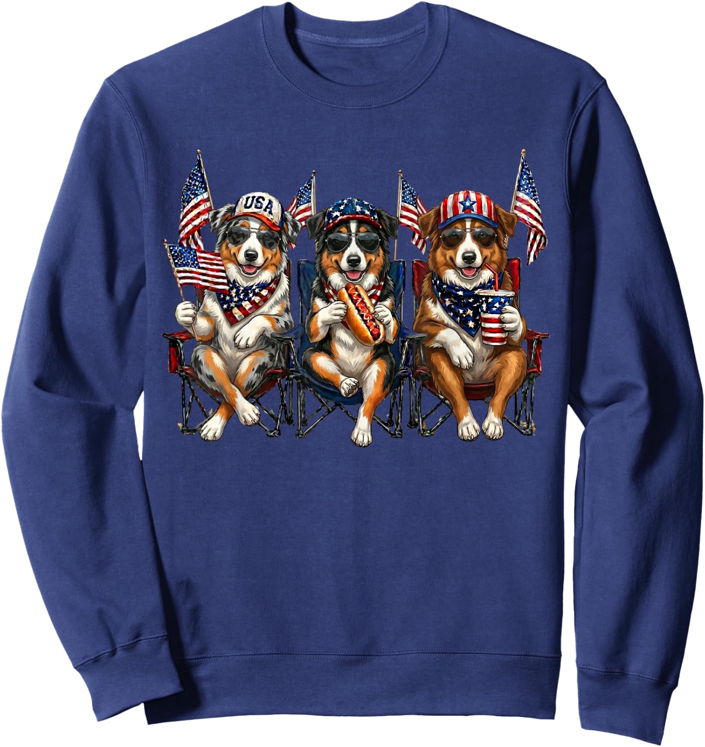 250 Years of Freedom Australian Shepherd Dog 1776-2026 4th Sweatshirt - Sweatshirt | Navy