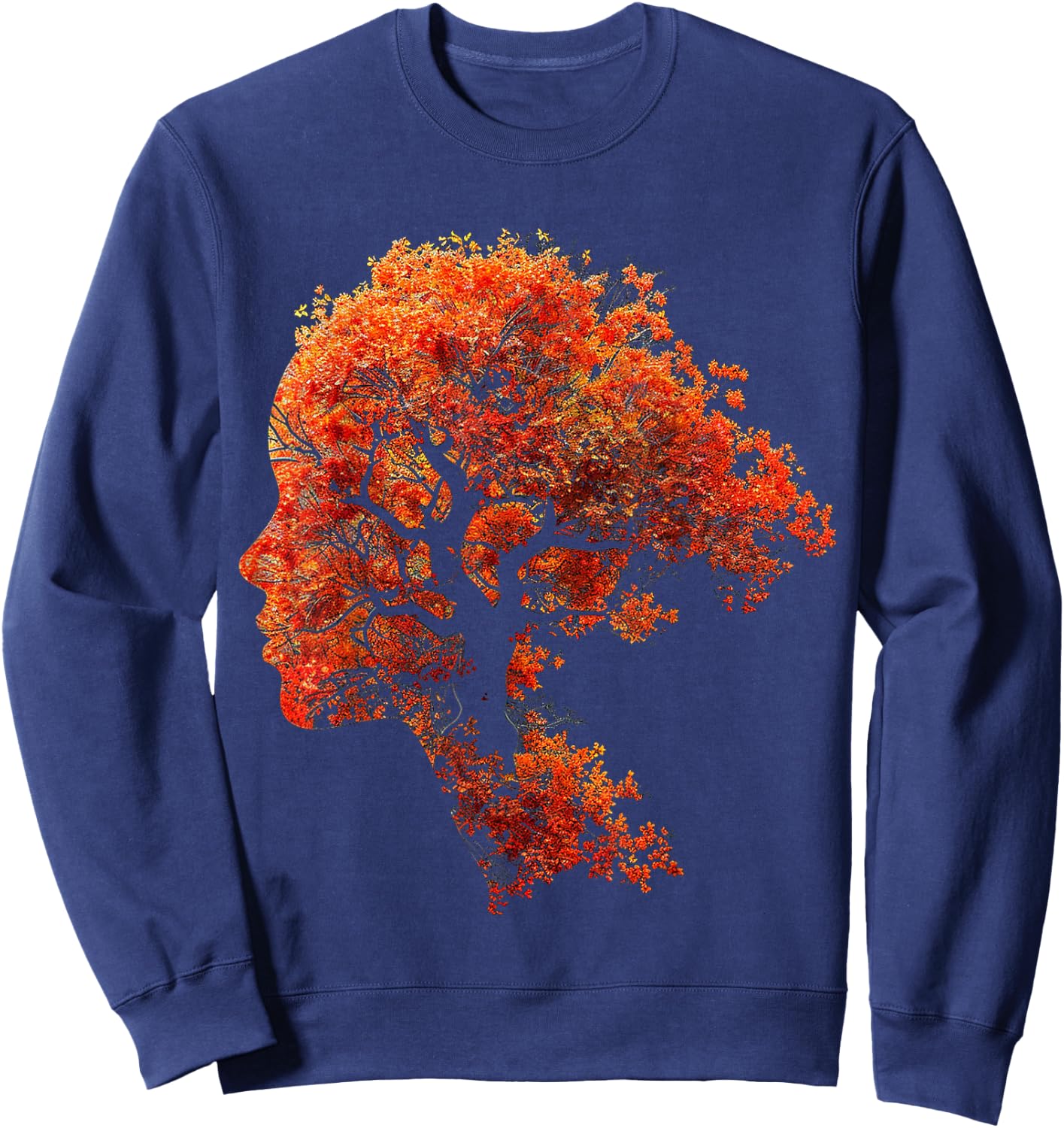 Tree Art Natur Grafik Frauen Gesicht Motiv Baum Sweatshirt - Sweatshirt | Navy
