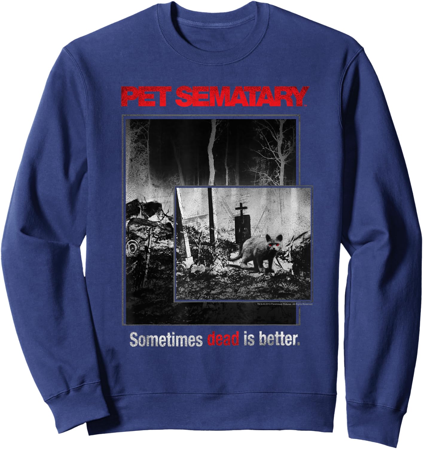 Pet Semetary Cat Poster , black, s Sweatshirt - Sweatshirt | Navy