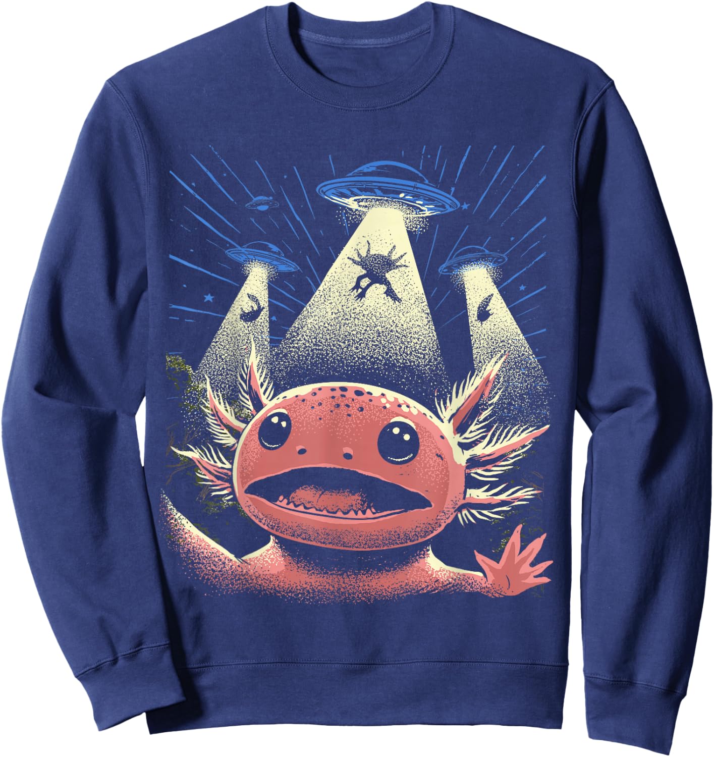 Alien Axolotl Shirt Invasion Axolotl Selfie UFO Abduction Sweatshirt - Sweatshirt | Navy