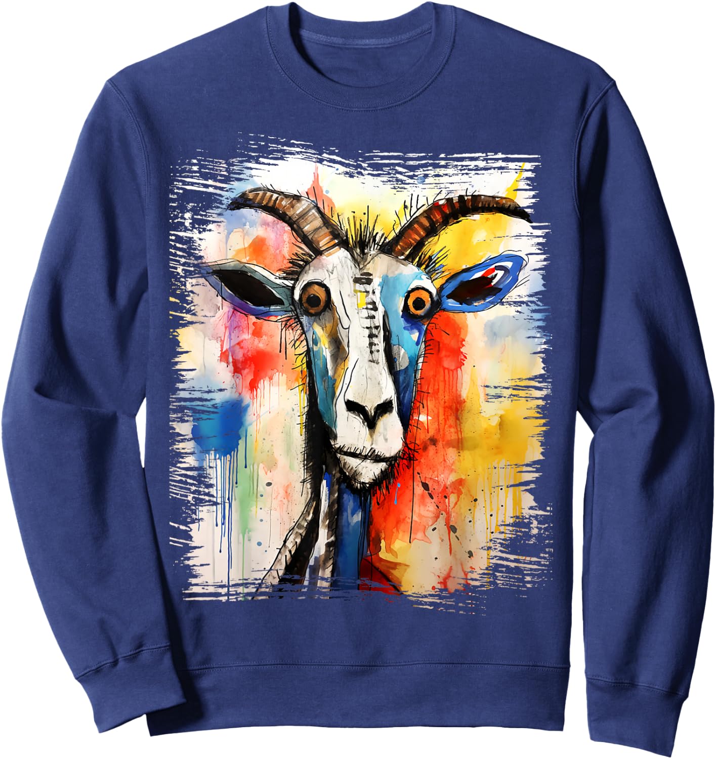 Funny Goat Retro 90s Street Art Graffiti Style Aesthetic Sweatshirt - Sweatshirt | Navy