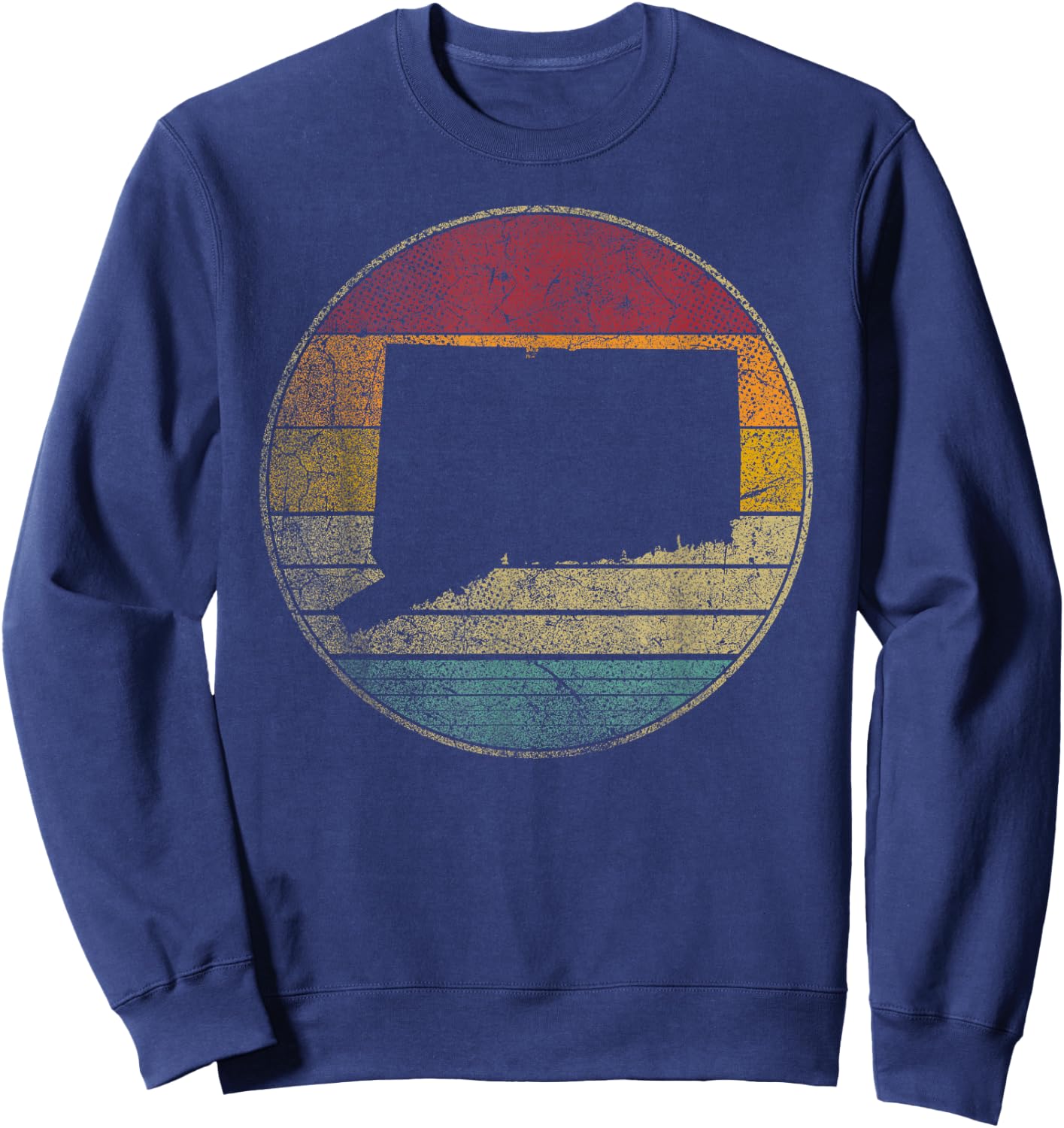 Connecticut Vintage Retro Style Distressed 70s 80s Novelty Sweatshirt - Sweatshirt | Navy
