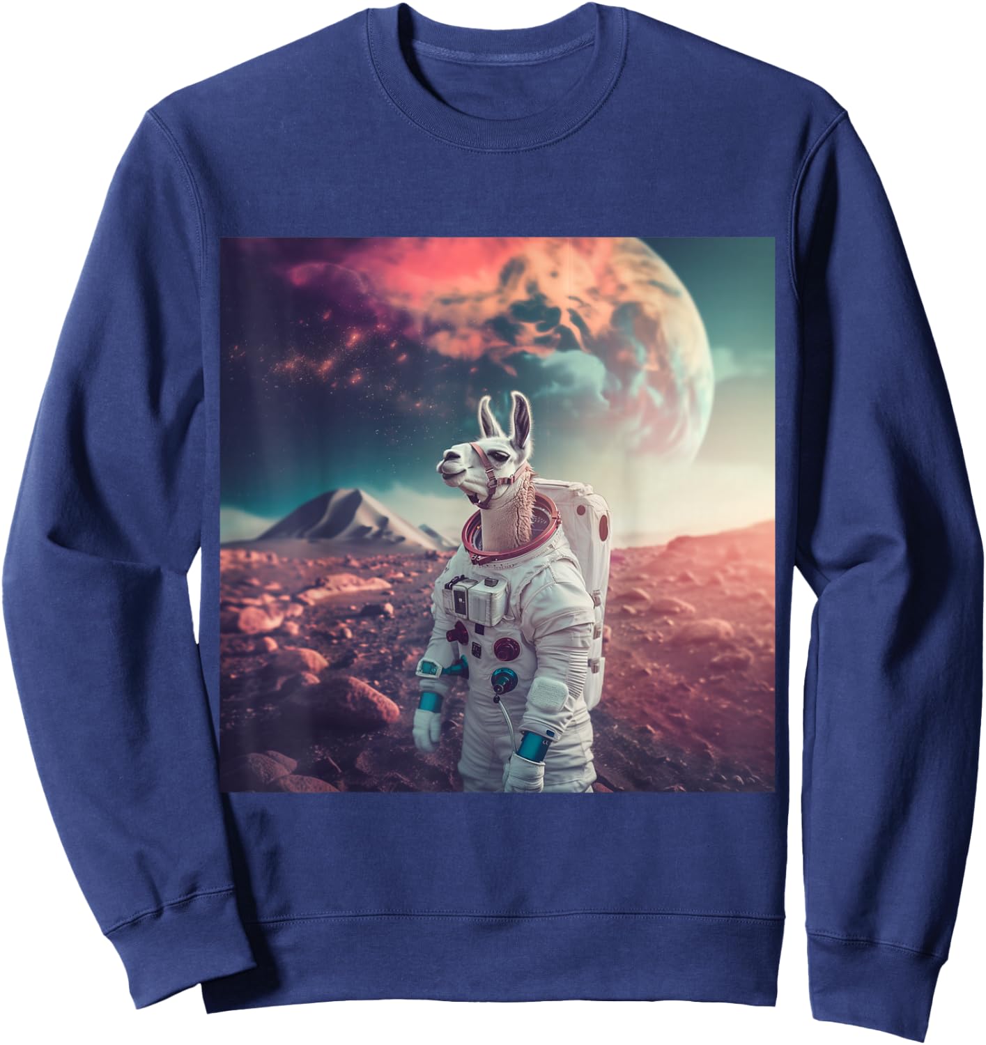 Astronaut Llama in Space Sweatshirt - Sweatshirt | Navy