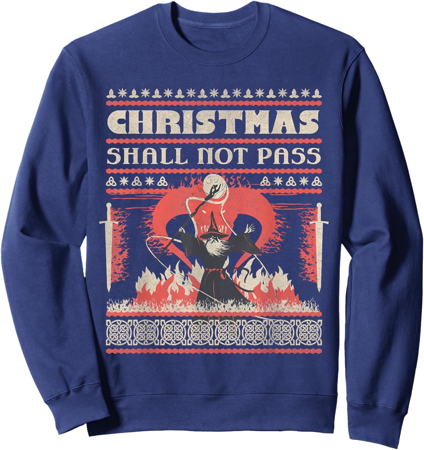 Funny Christmas Shall Not Pass My Ugly X-Mas Sweater Costume Sweatshirt - Sweatshirt | Navy