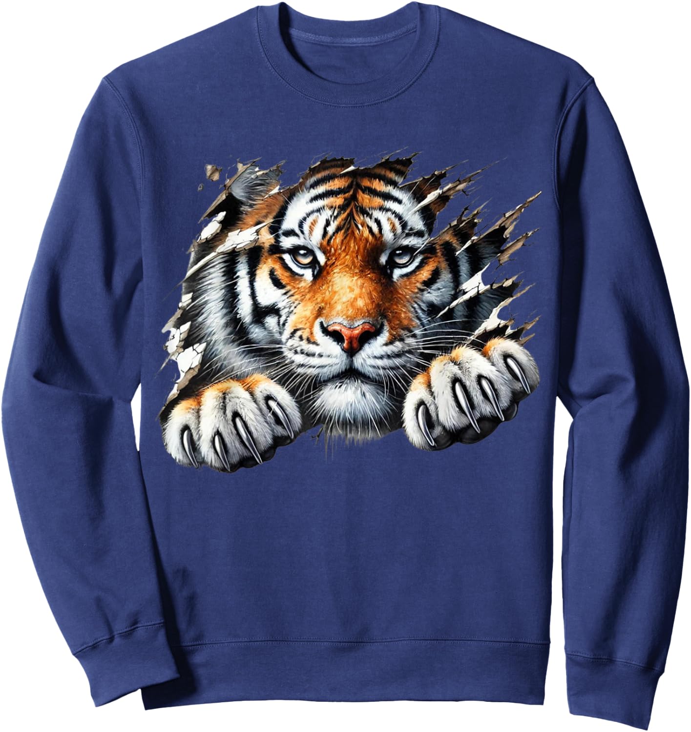 Retro Spirit Tiger Face Shirt Design Football Tiger Fan Sweatshirt - Sweatshirt | Navy