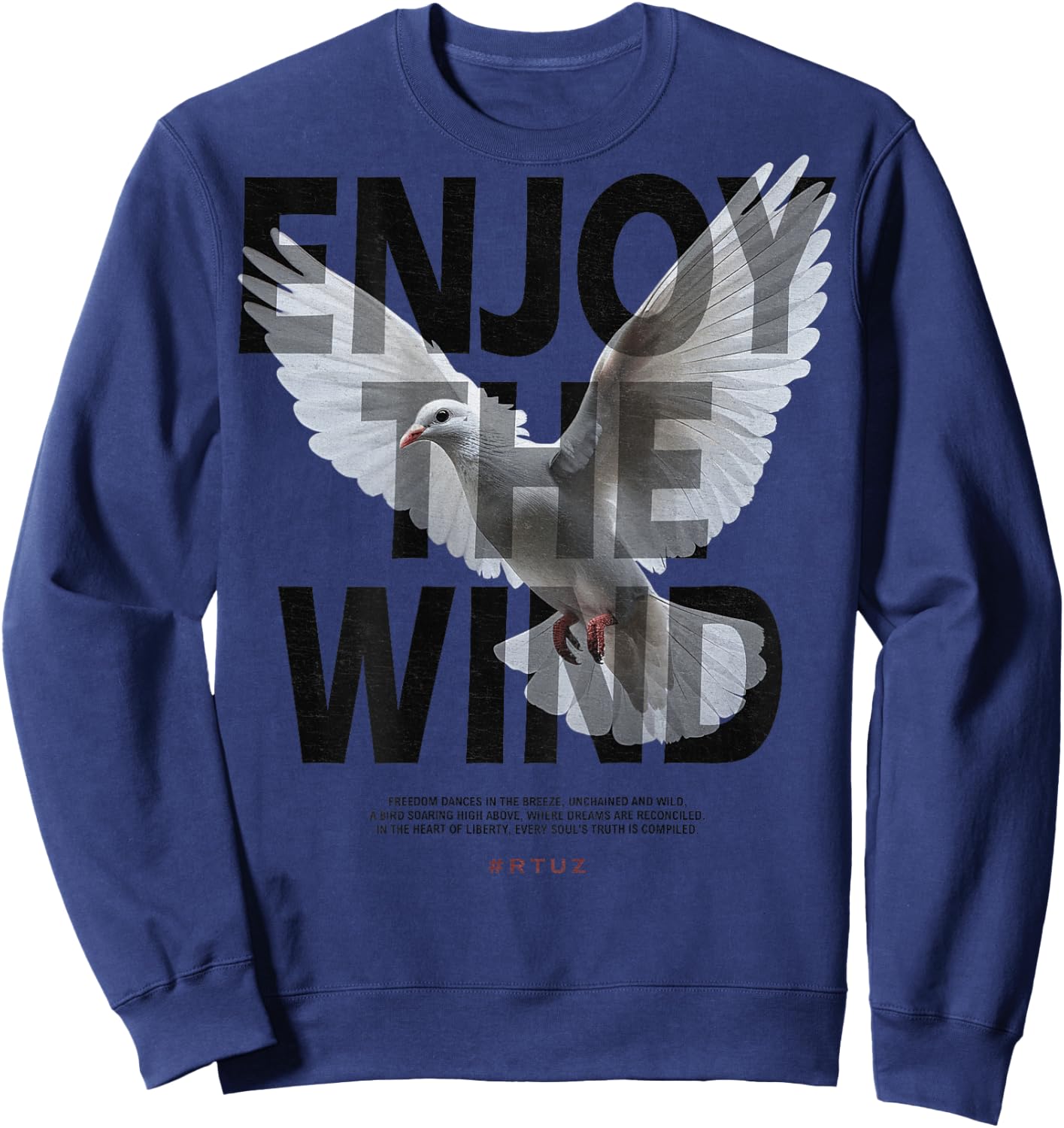 Hip Hop Retro Vintage Urban Backprint Streetwear White Dove Sweatshirt - Sweatshirt | Navy