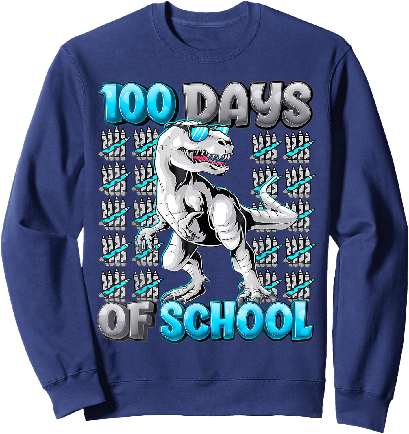 100 Days Of School Trex 100 Days Smarter 100Th Day Of School Sweatshirt - Sweatshirt | Navy