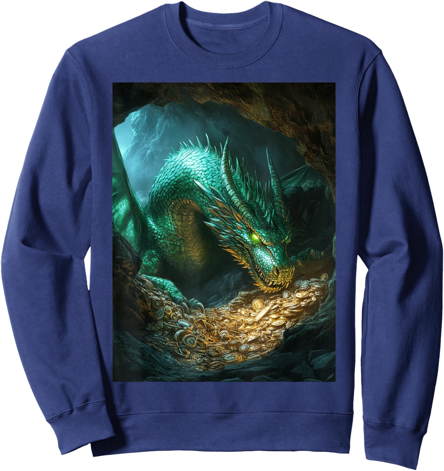 Majestic Green Hoard Dragon Guardian Sweatshirt - Sweatshirt | Navy