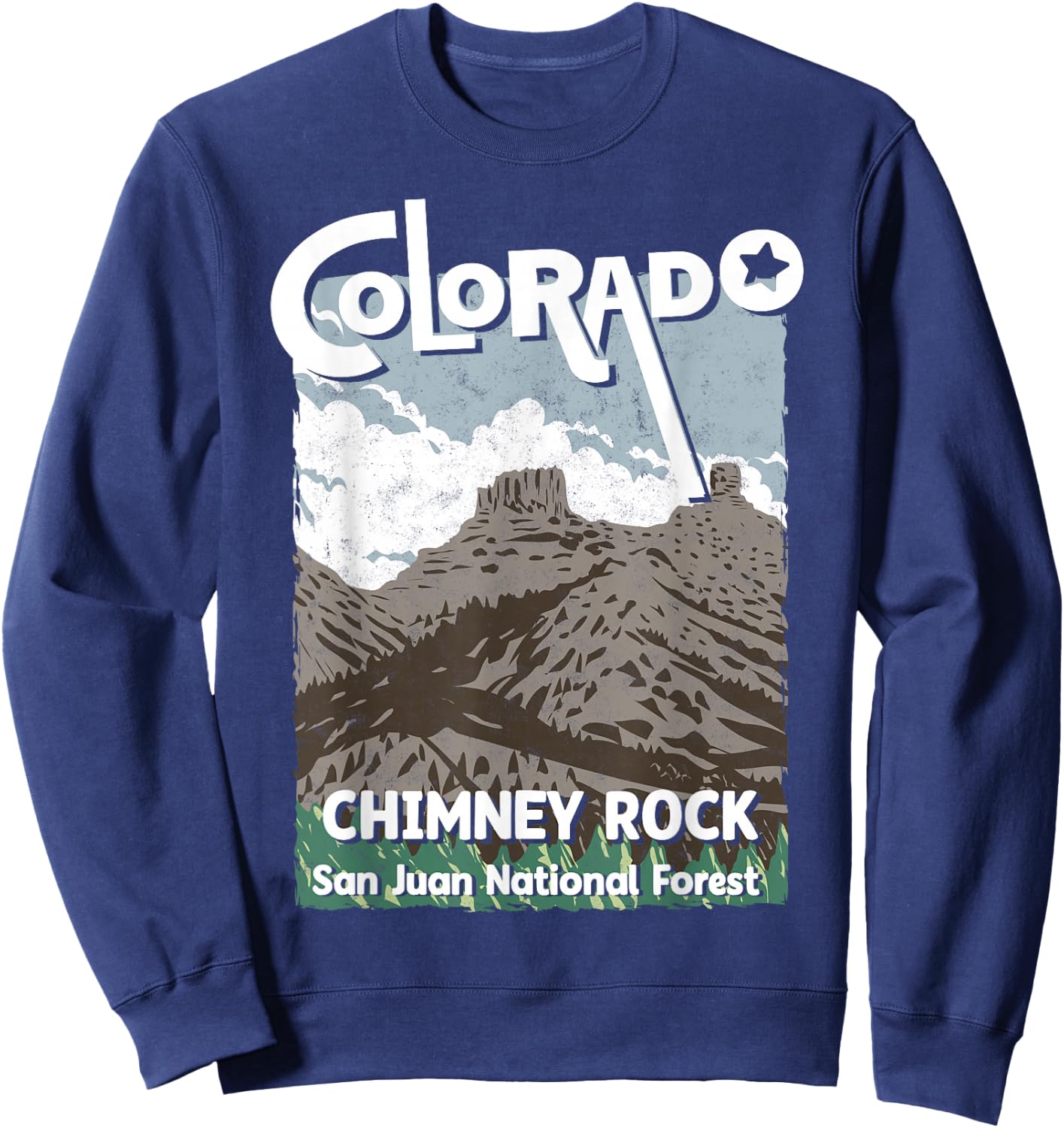 Chimney Rock Colorado San Juan Rocky Mountains Skiing Sweatshirt - Sweatshirt | Navy