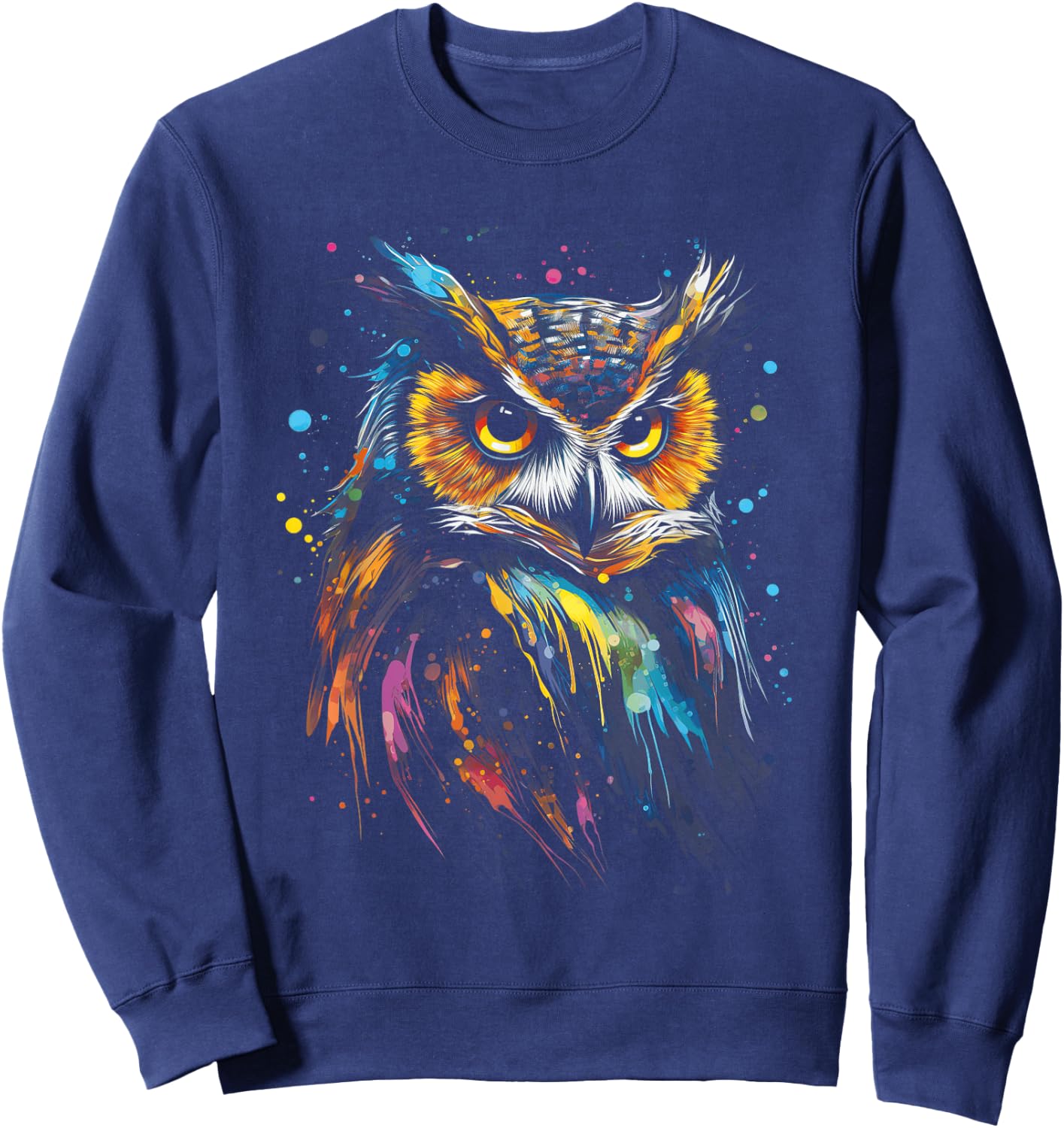 Artwork Fantasy Women's Owl Bird , Black, Small Sweatshirt - Sweatshirt | Navy