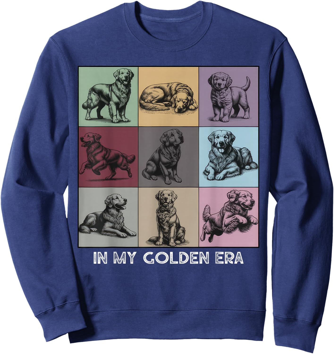 in My Golden Retriever 70s Era Funny Retriever Dog Sweatshirt - Sweatshirt | Navy