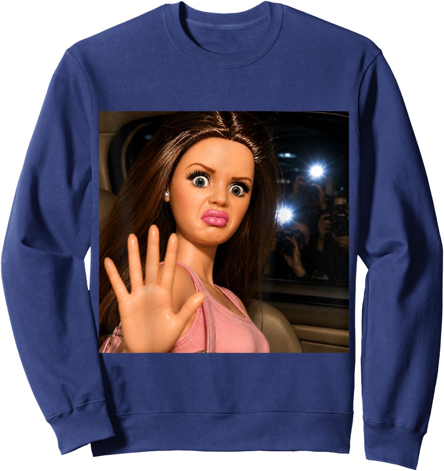 Funny Disgusting Girl face Meme Y2K Hilarious Sarcastic Gift Sweatshirt - Sweatshirt | Navy