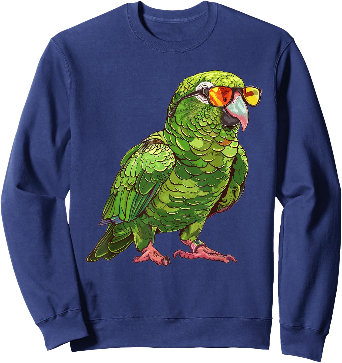 Green Quaker Parrot With Sunglasses Sweatshirt - Sweatshirt | Navy