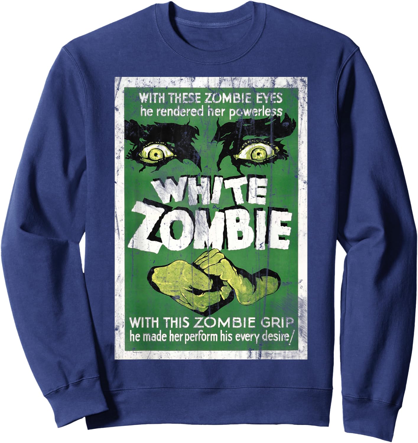 Vintage White Zombie Movie Poster Sweatshirt - Sweatshirt | Navy