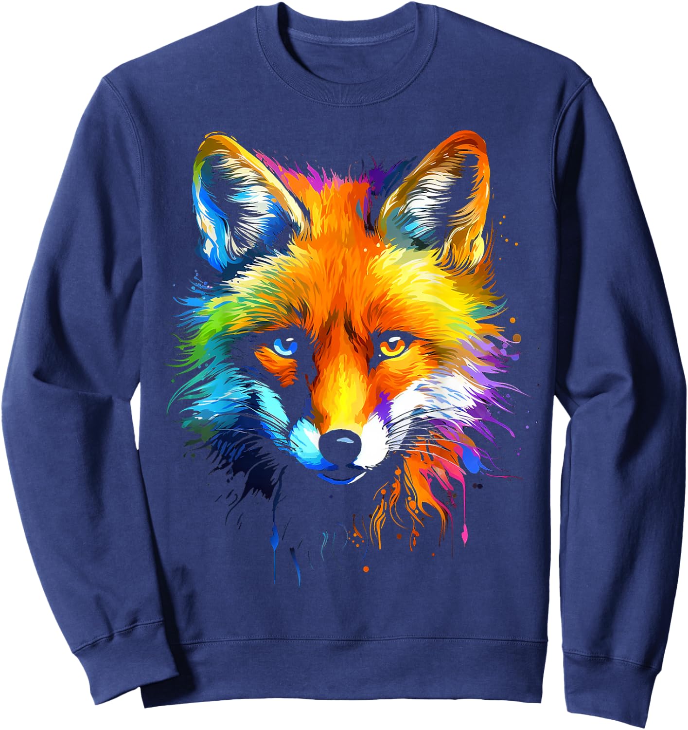 Fox Colourful Animal Graphic Art Fox , black, S Sweatshirt - Sweatshirt | Navy