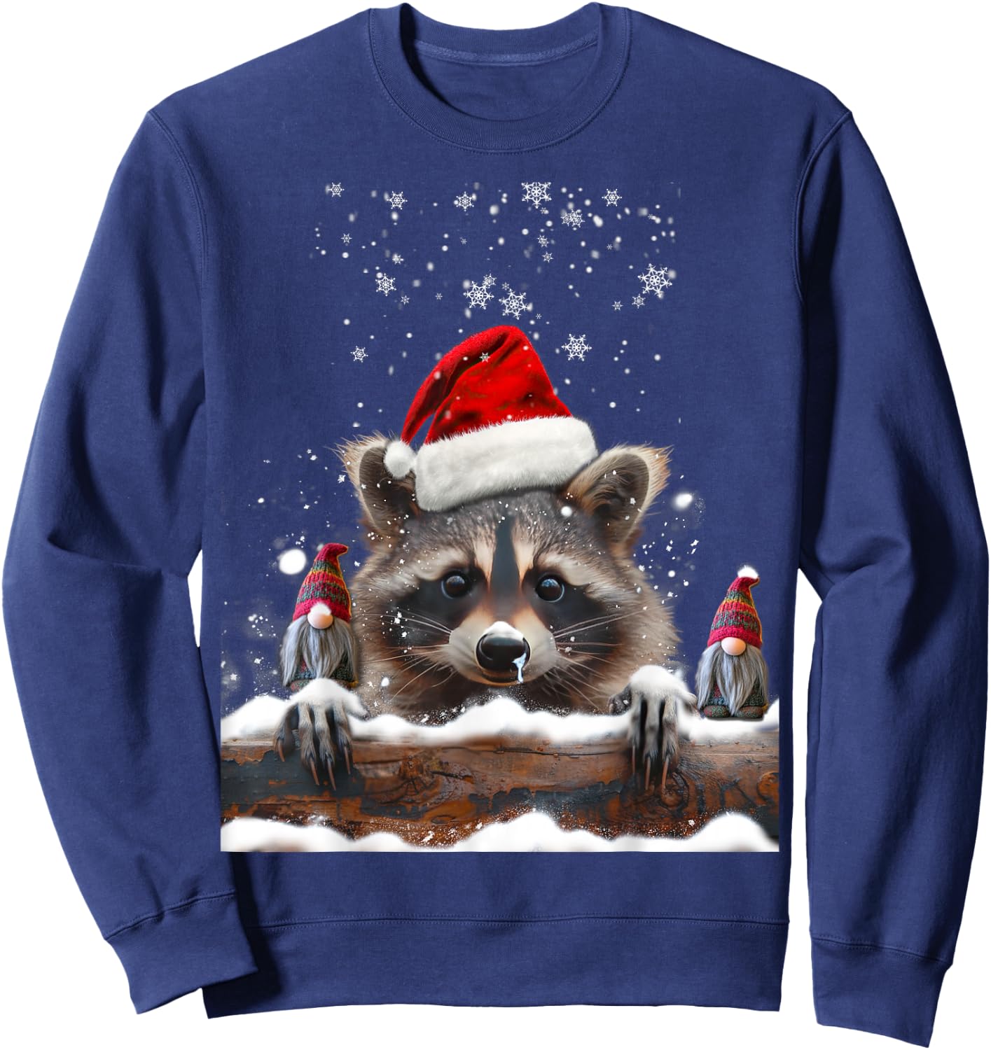 Racoon Racoon And Christmas Gnomes Man Woman Child , Black, S Sweatshirt - Sweatshirt | Navy