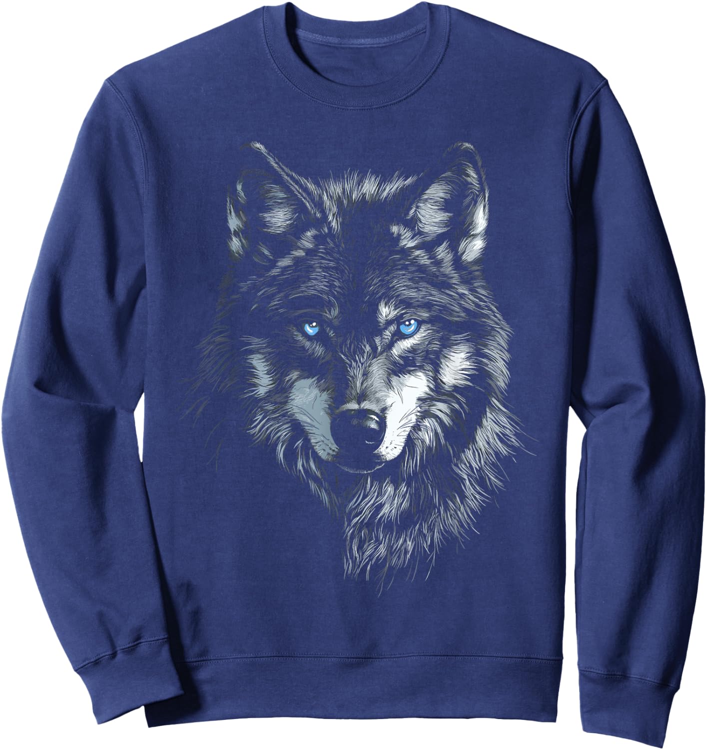 Mystical Wolf with Blue Eyes Animal Art Wolf Motif Wolves , black, S Sweatshirt - Sweatshirt | Navy