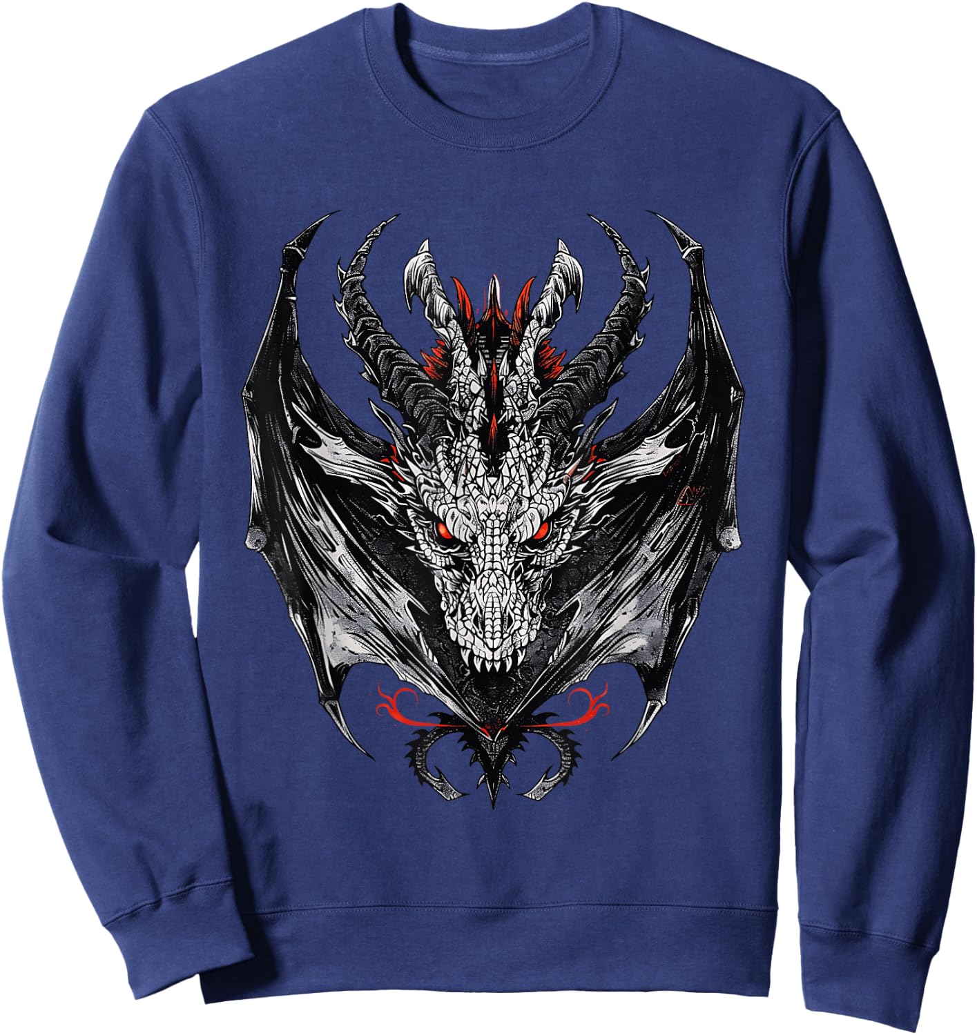 Dragon Head Fantasy Dragoncore Aesthetic Sweatshirt - Sweatshirt | Navy