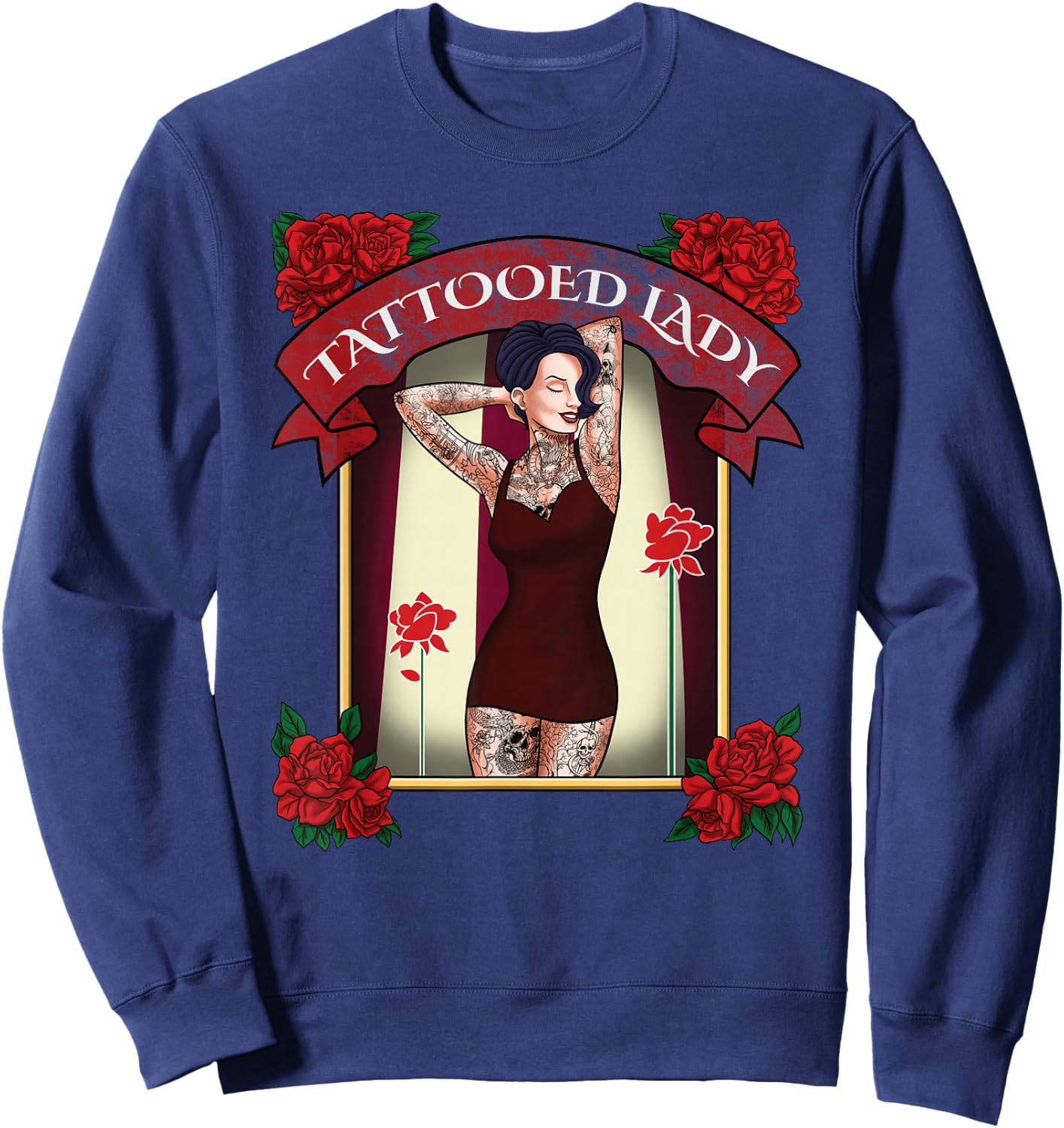 Tattooed Lady Carnival Shirt - Circus Shirt - Tattooed Mom Sweatshirt - Sweatshirt | Navy