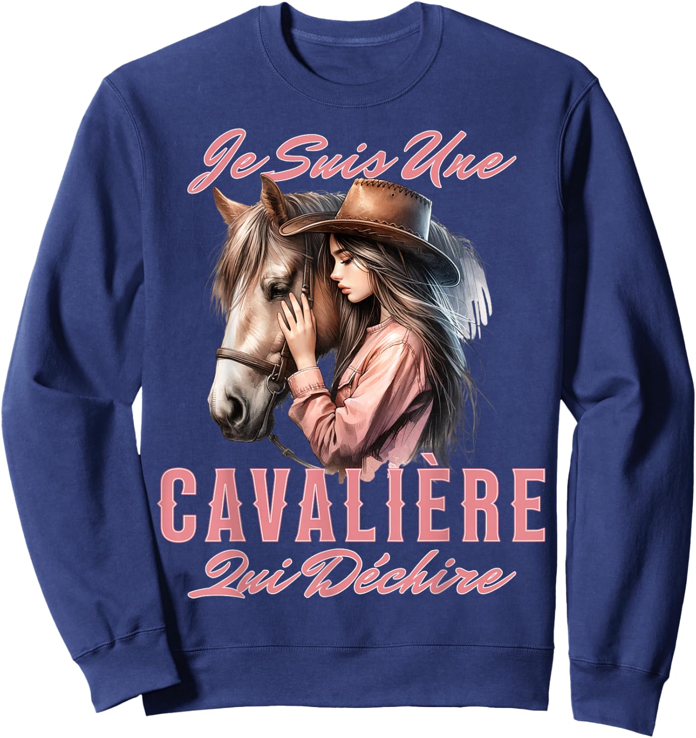 Girl Riding Horse Je Suis Une Rider Qui Déchire , Black, S Sweatshirt - Sweatshirt | Navy