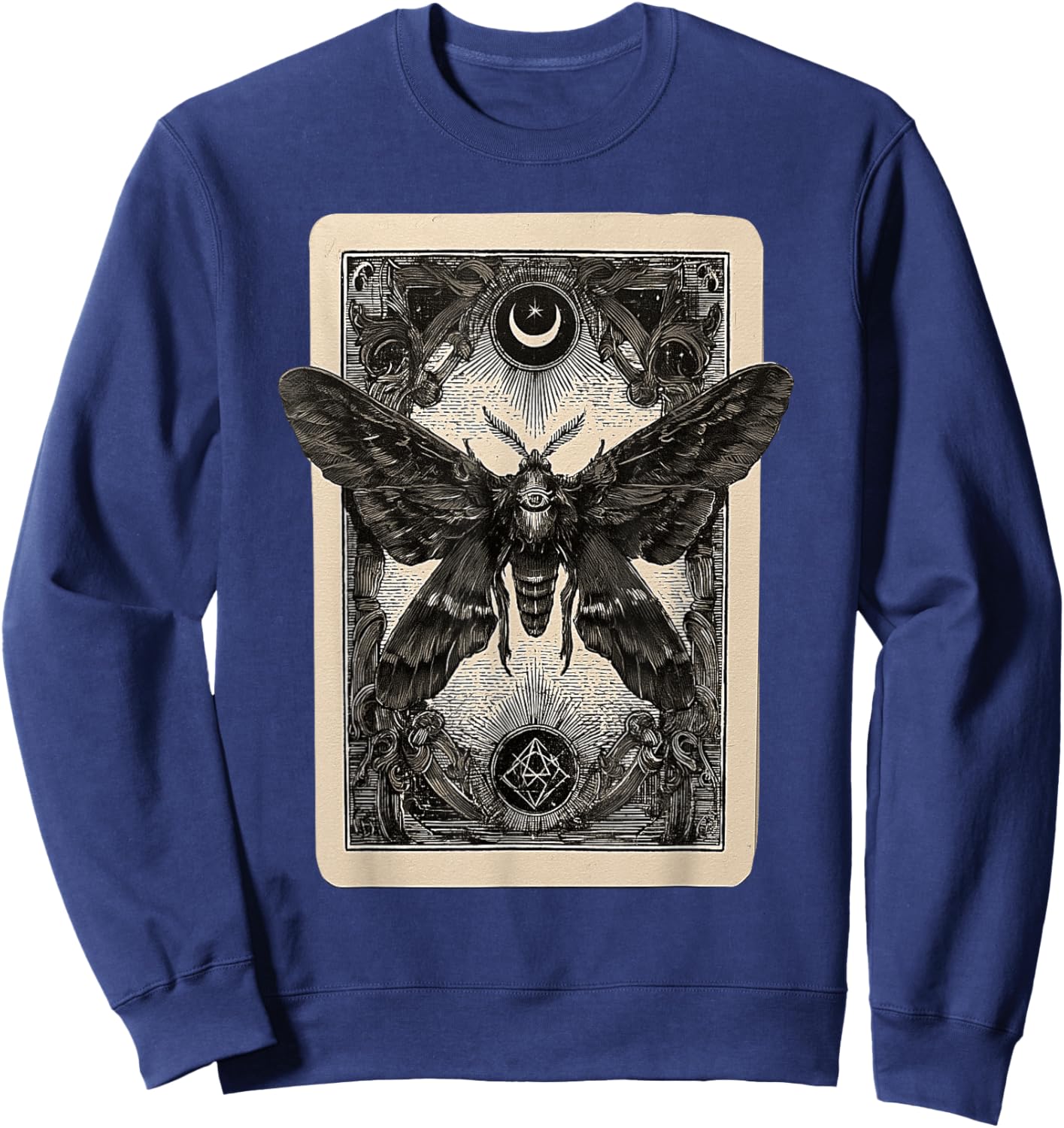 Death Head Moth All Seeing Eye Croissant de Lune Occulte Sweatshirt - Sweatshirt | Navy