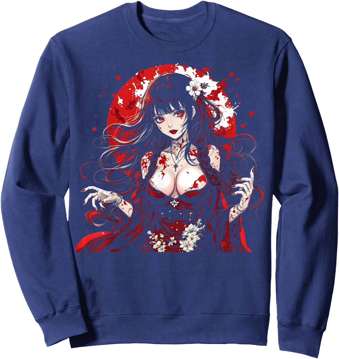 Horror Anime Manga I Gothic Outfit I Japanese Chibi Girl Sweatshirt - Sweatshirt | Navy