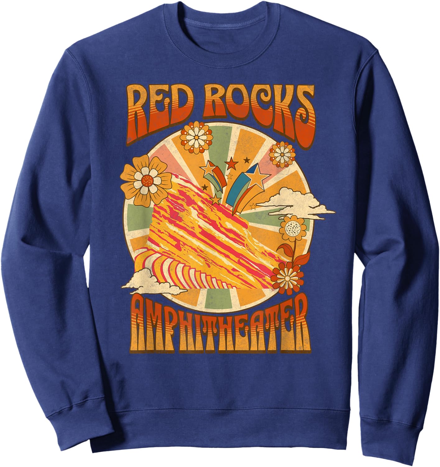 Red Rocks Amphitheater - Colorado Hippie Poster Sweatshirt - Sweatshirt | Navy