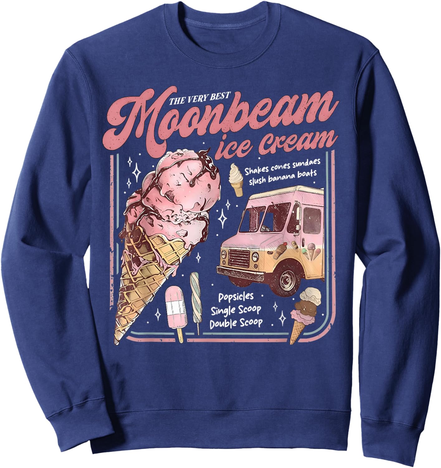 Moonbeam Ice Cream Truck Vintage Retro Sweatshirt - Sweatshirt | Navy