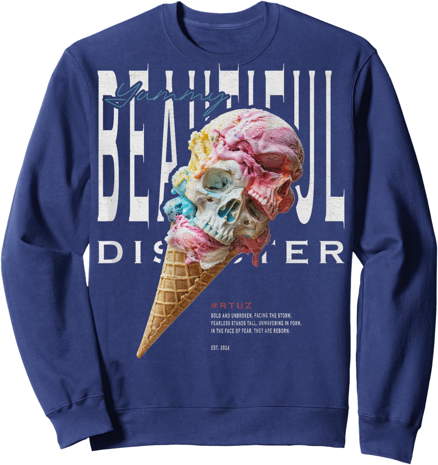 Urban Hip Hop Y2K Vintage Retro Backprint Streetwear Ice Sweatshirt - Sweatshirt | Navy