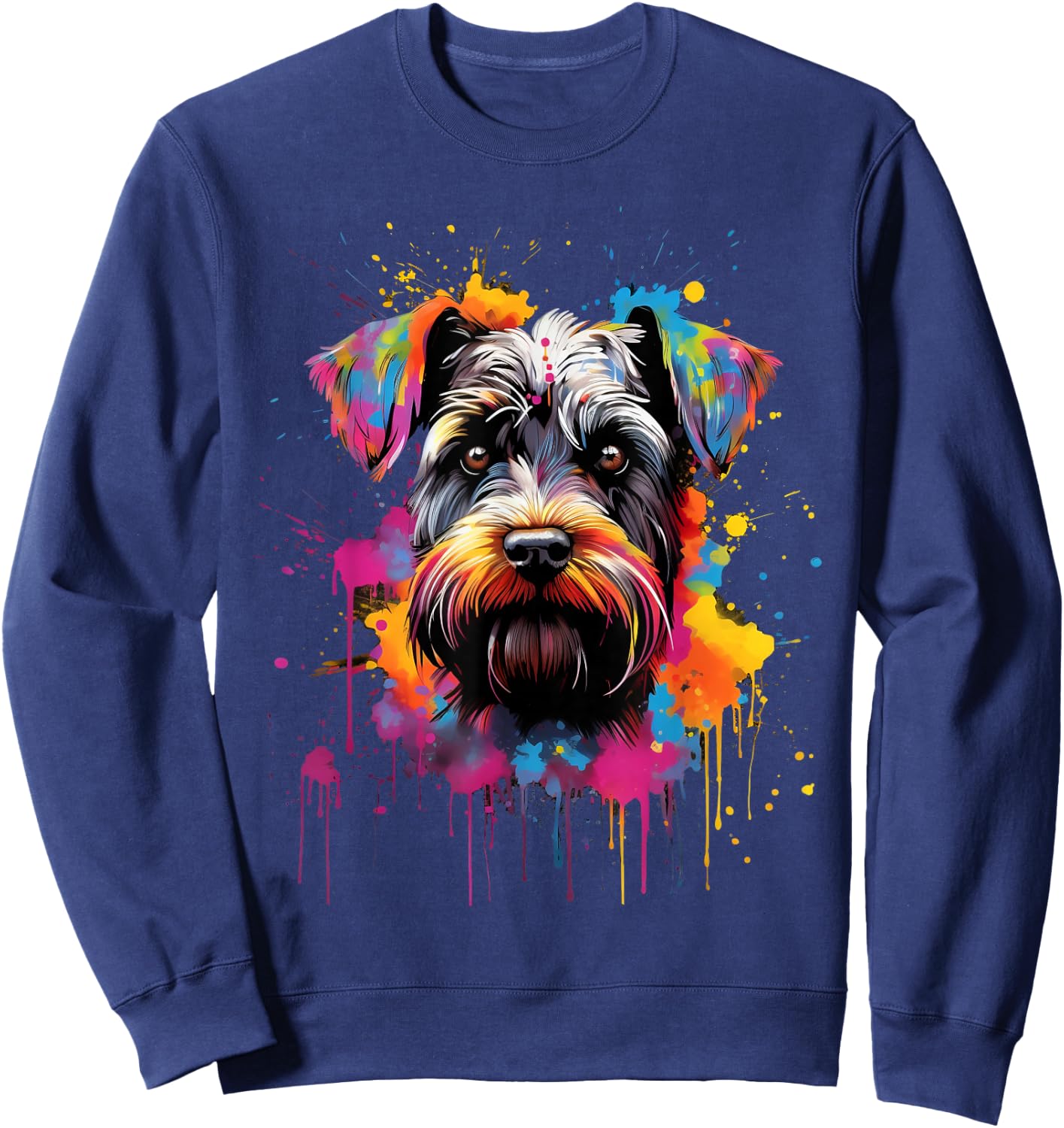 Colorful Miniature Schnauzer Dog Women Kids Sweatshirt - Sweatshirt | Navy