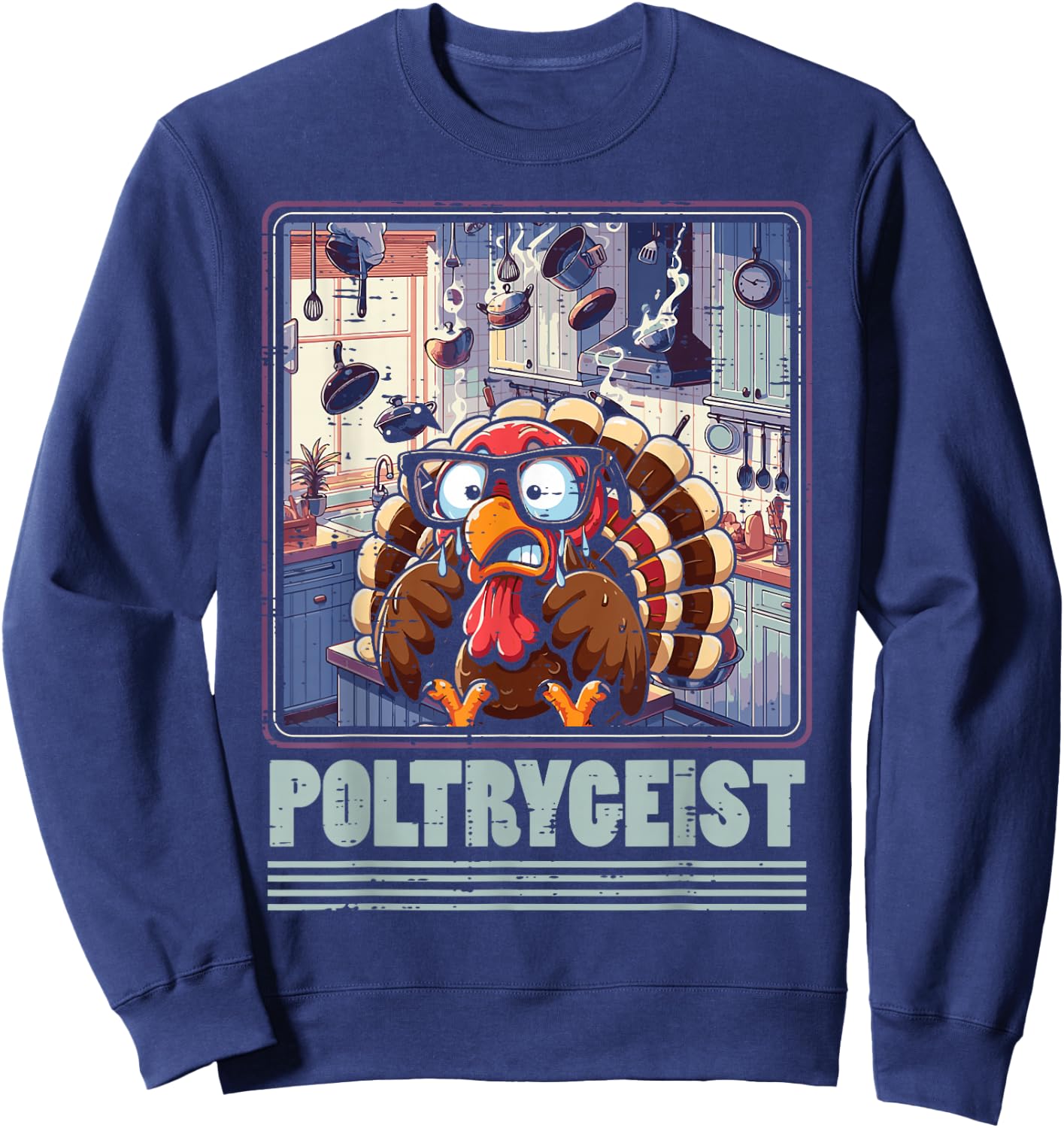 Thanksgiving Poltrygeist Turkey Poltergeist Men Women Kids Sweatshirt - Sweatshirt | Navy