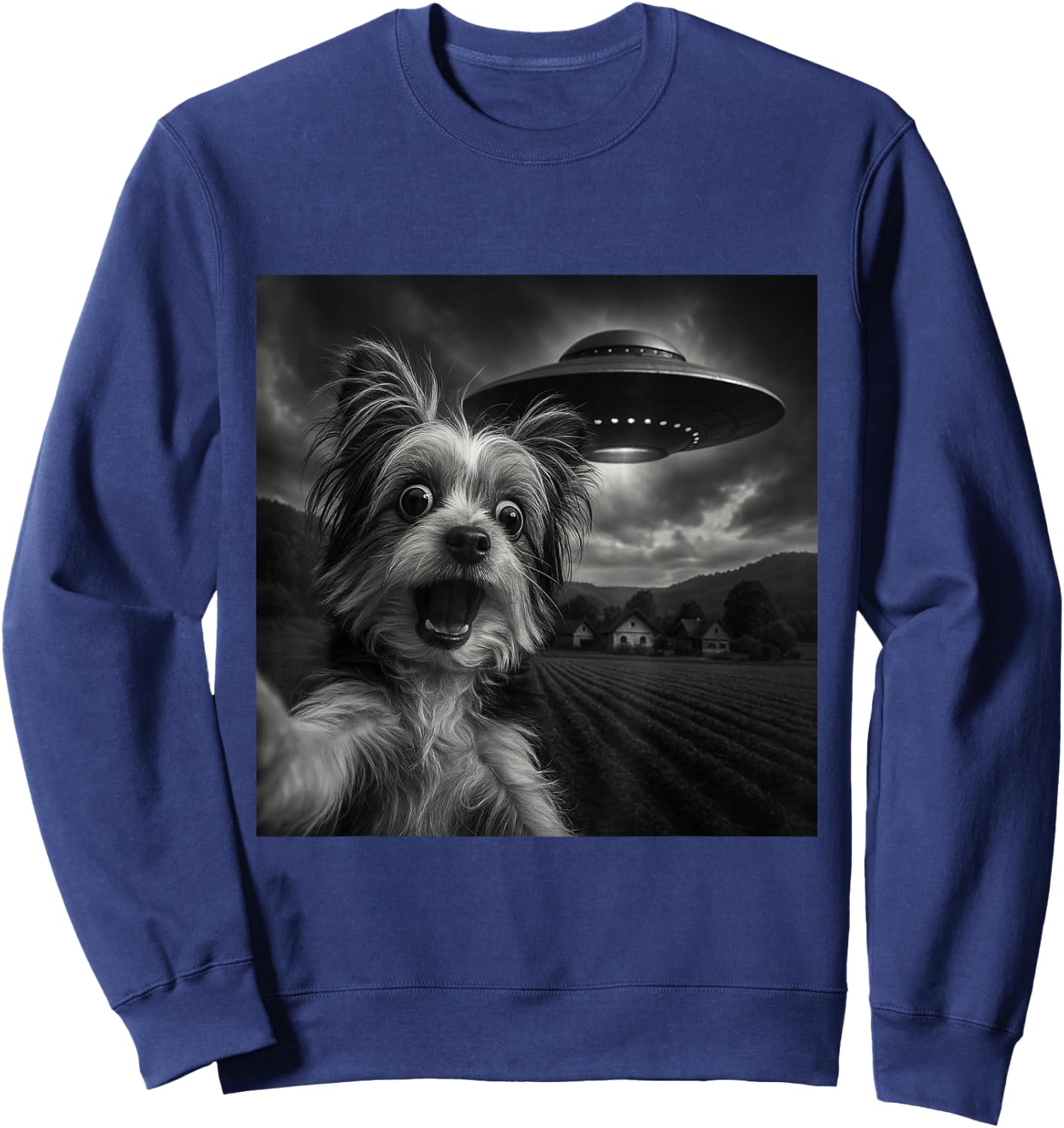Biewer Terrier UFO Encounters Selfie Sweatshirt - Sweatshirt | Navy