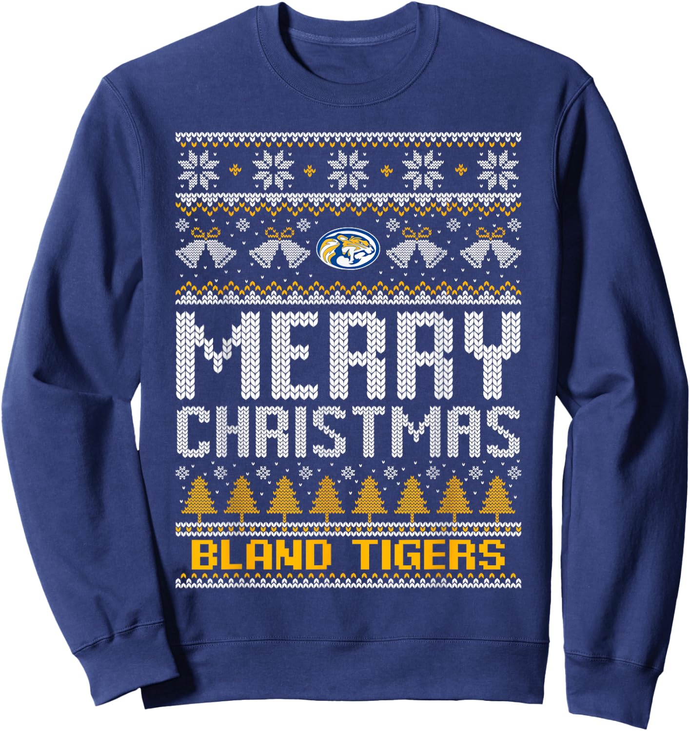 Bland Tigers Logo Merry Christmas Ugly Sweater HS Sweatshirt - Sweatshirt | Navy