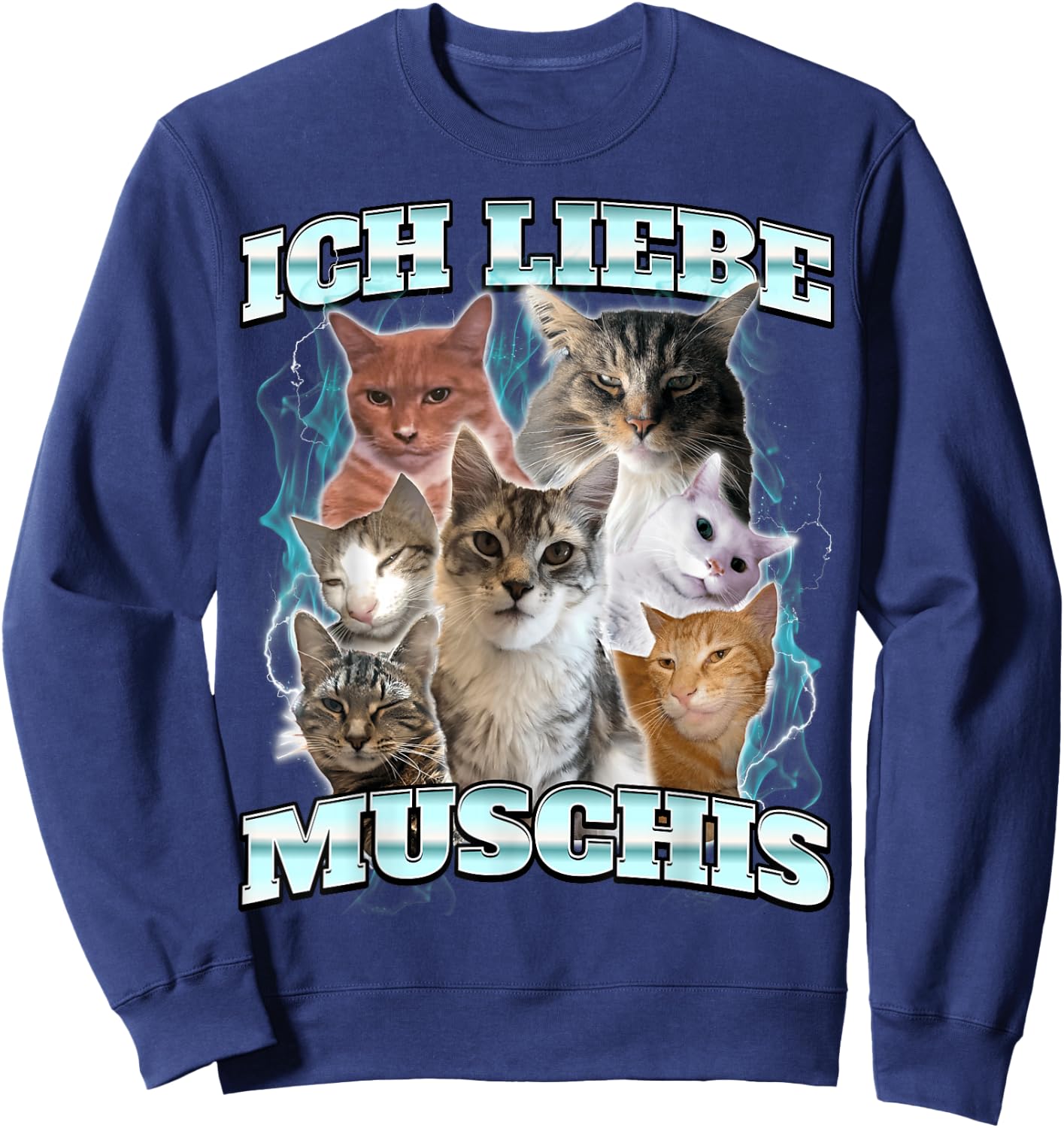 with German Text "Ich Liebe Musch, black Sweatshirt - Sweatshirt | Navy