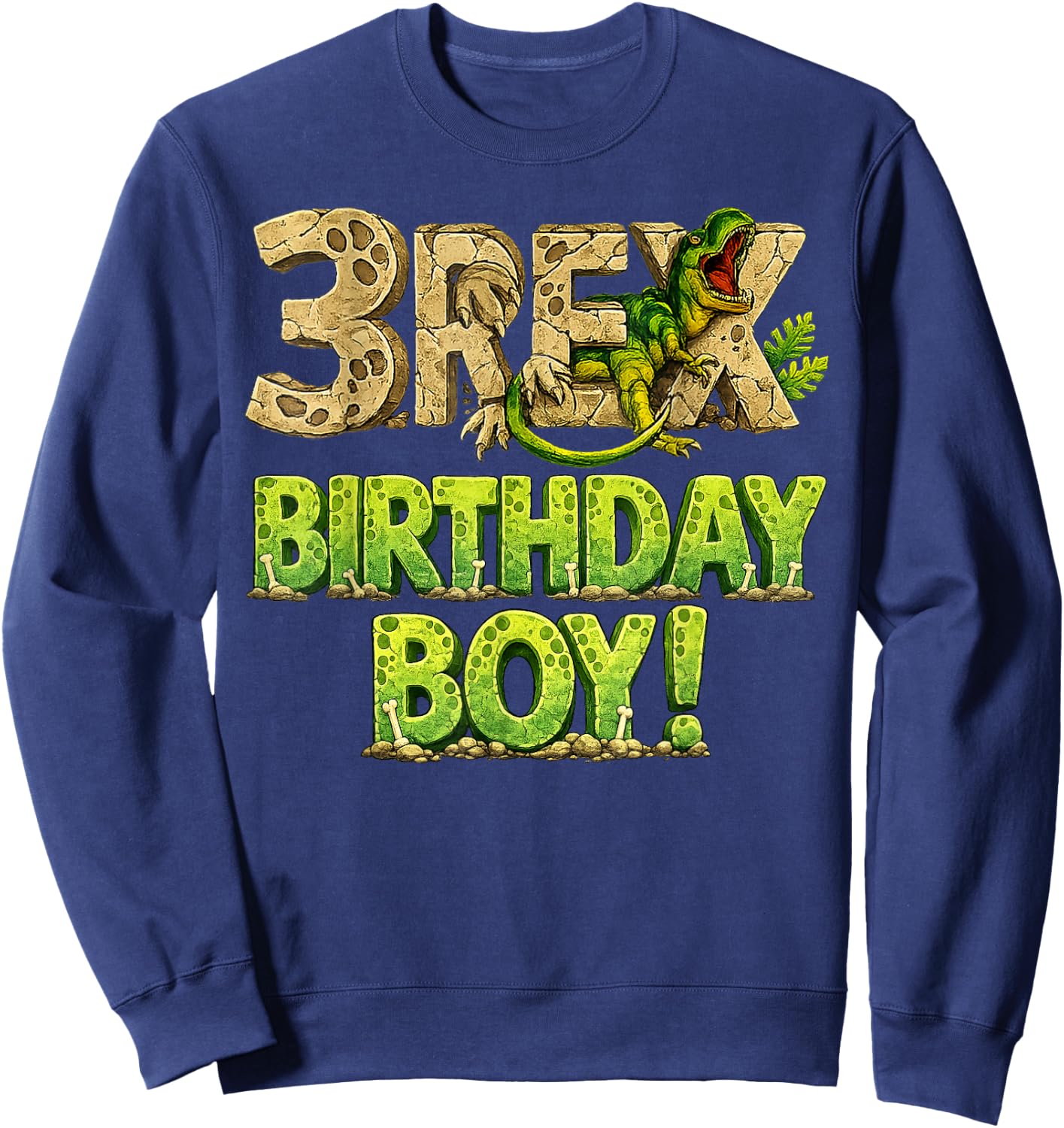 Three Rex 3rd Birthday Third Dinosaur 3 Year Old Birday Boy Sweatshirt - Sweatshirt | Navy