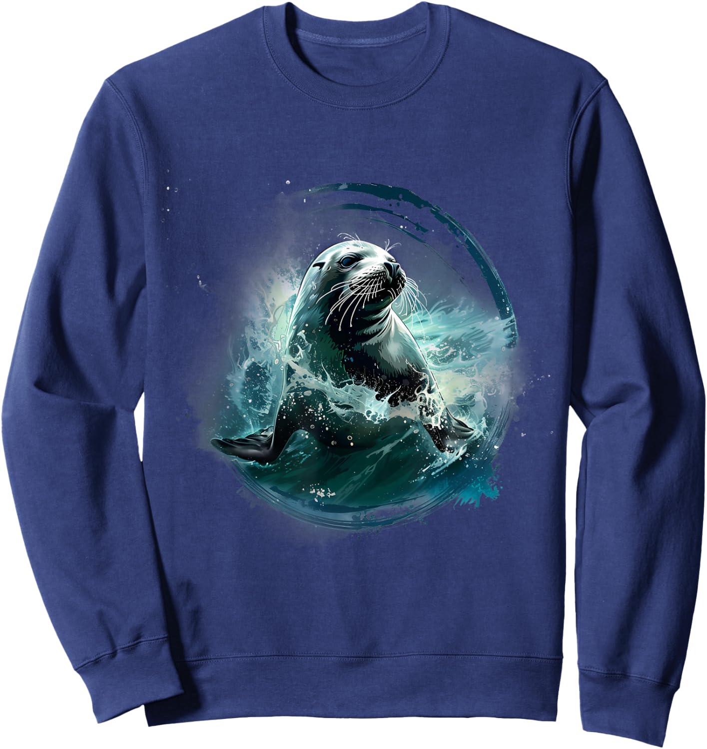 Seal Sea Ocean Animal Artwork Ocean Sea Seal Marine Mammal Sweatshirt - Sweatshirt | Navy