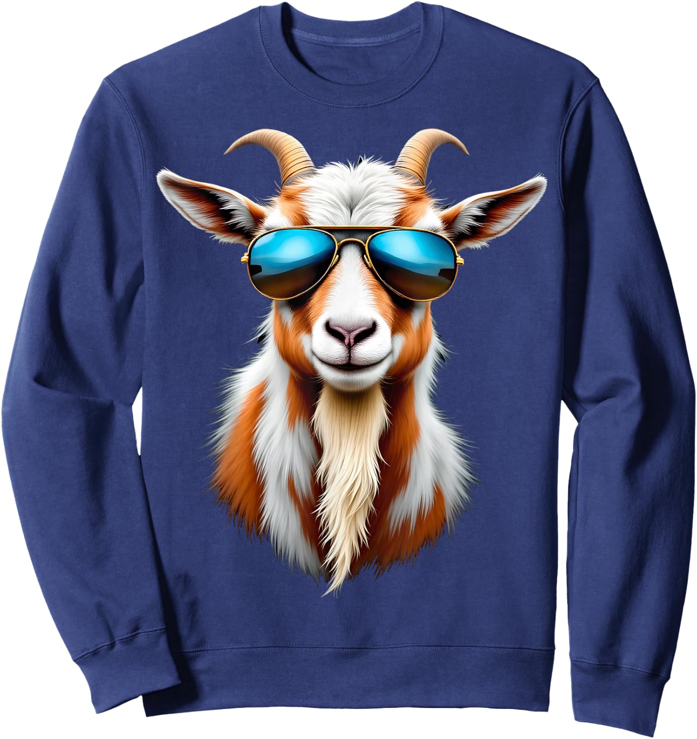 Cool Goat Sunglasses Funny Farm Sweatshirt - Sweatshirt | Navy
