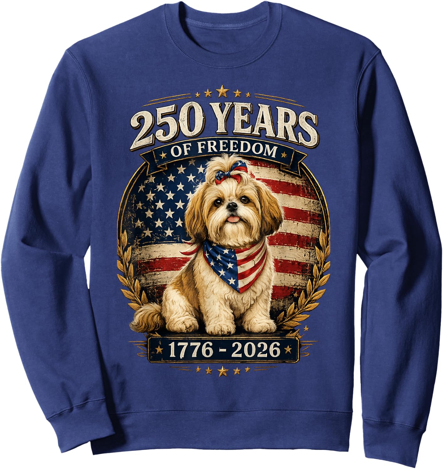 250 Years America Anniversary Shih Tzu 250th Anniversary Sweatshirt - Sweatshirt | Navy